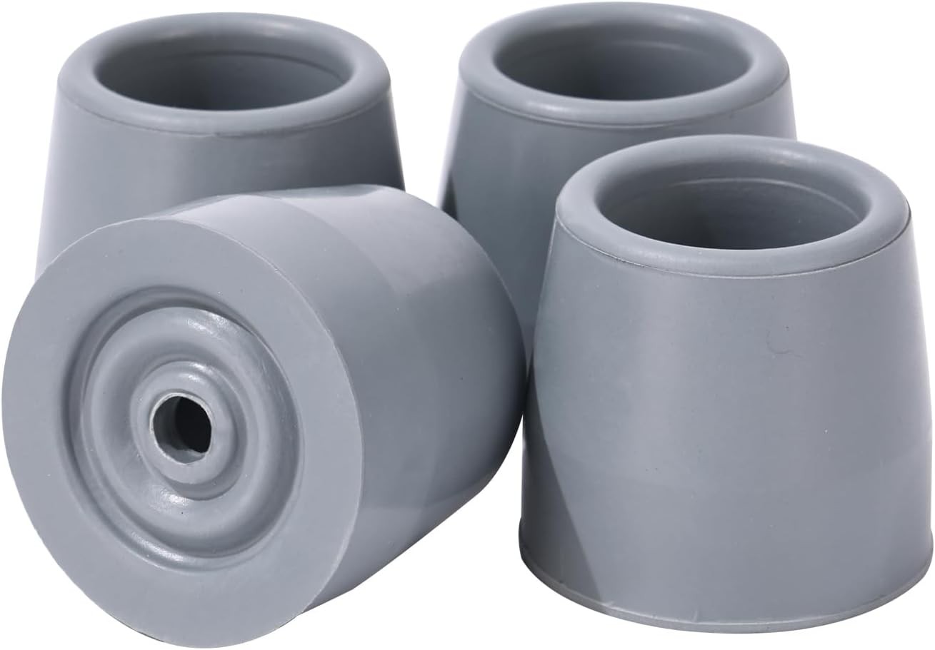 4PCS Rubber Walker Tips 1 '' Heavy Duty Replacement for Walkers, Gray