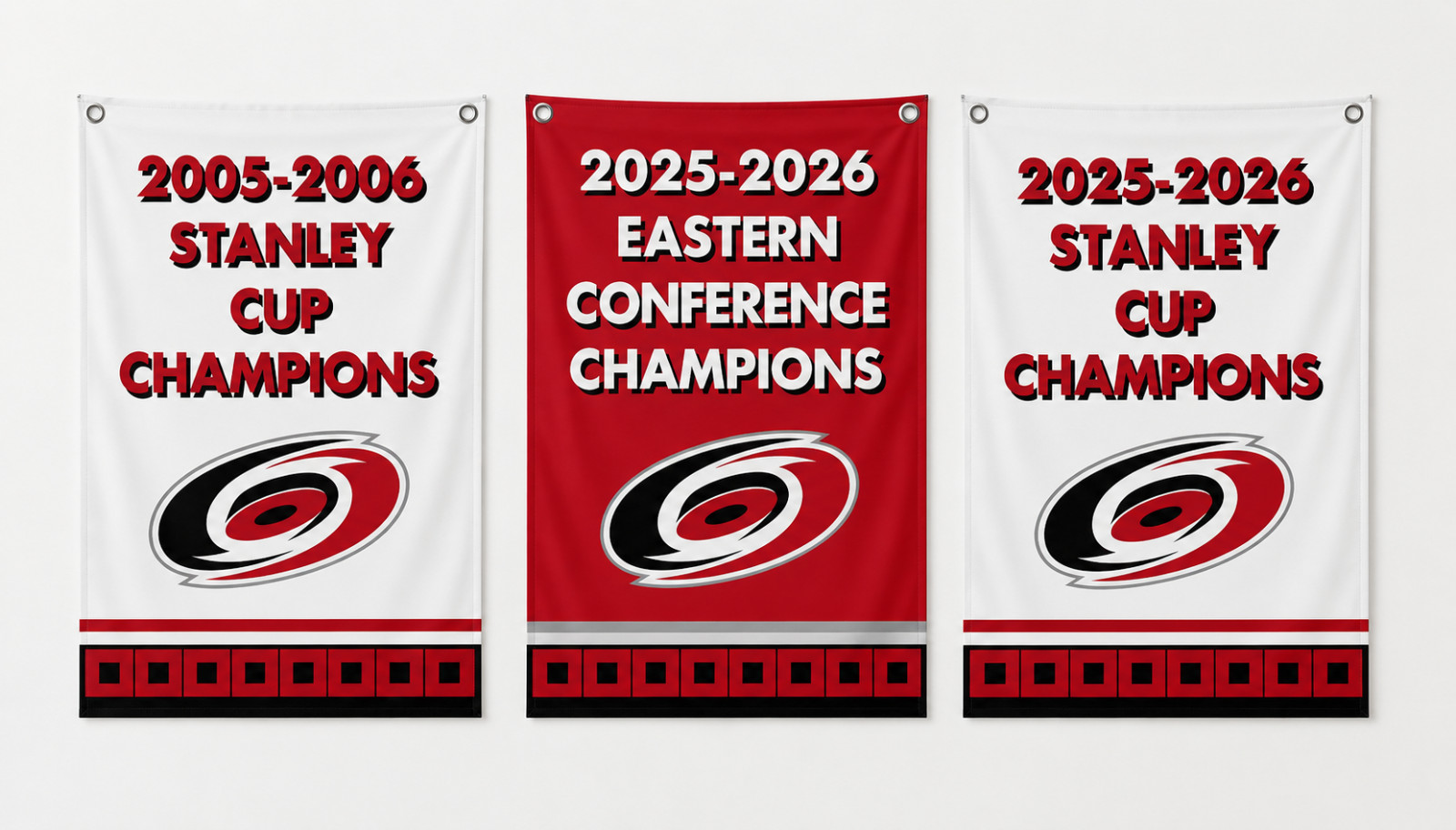 Carolina Hurricanes 25-26 Replica Championship Banner Set | Stanley Cup & ECF