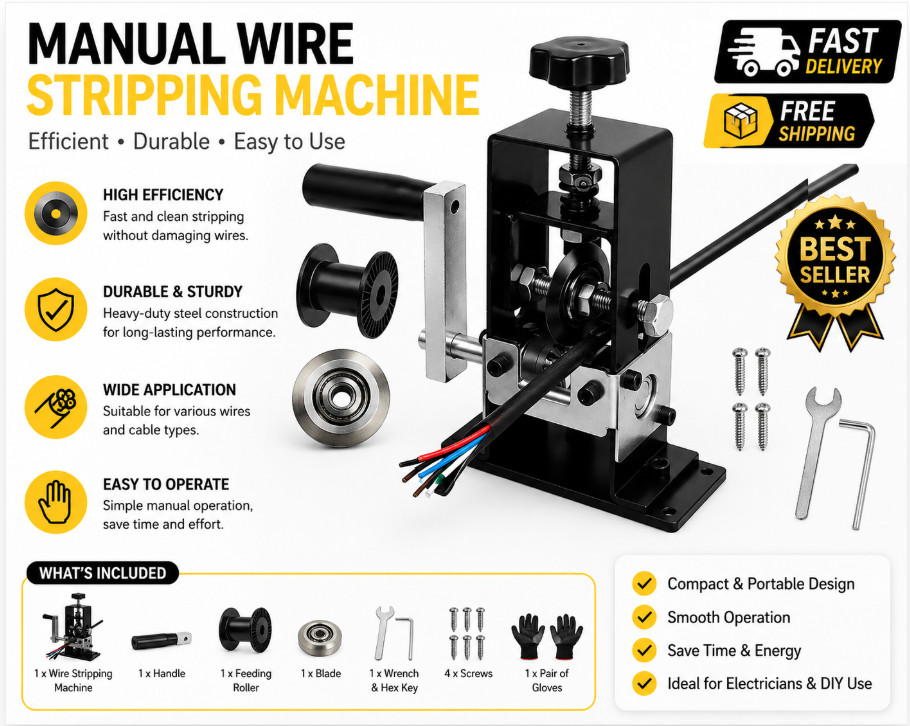 Manual Electric Wire Stripping Machine Cable Stripper Crank Scrap Copper Cutter