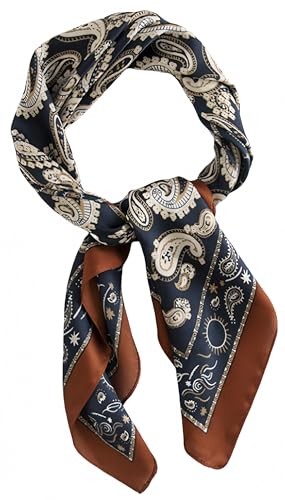 MINIDORA Satin Scarves for Women 27.5 × 27.5 inches Medium B007-navy Blue