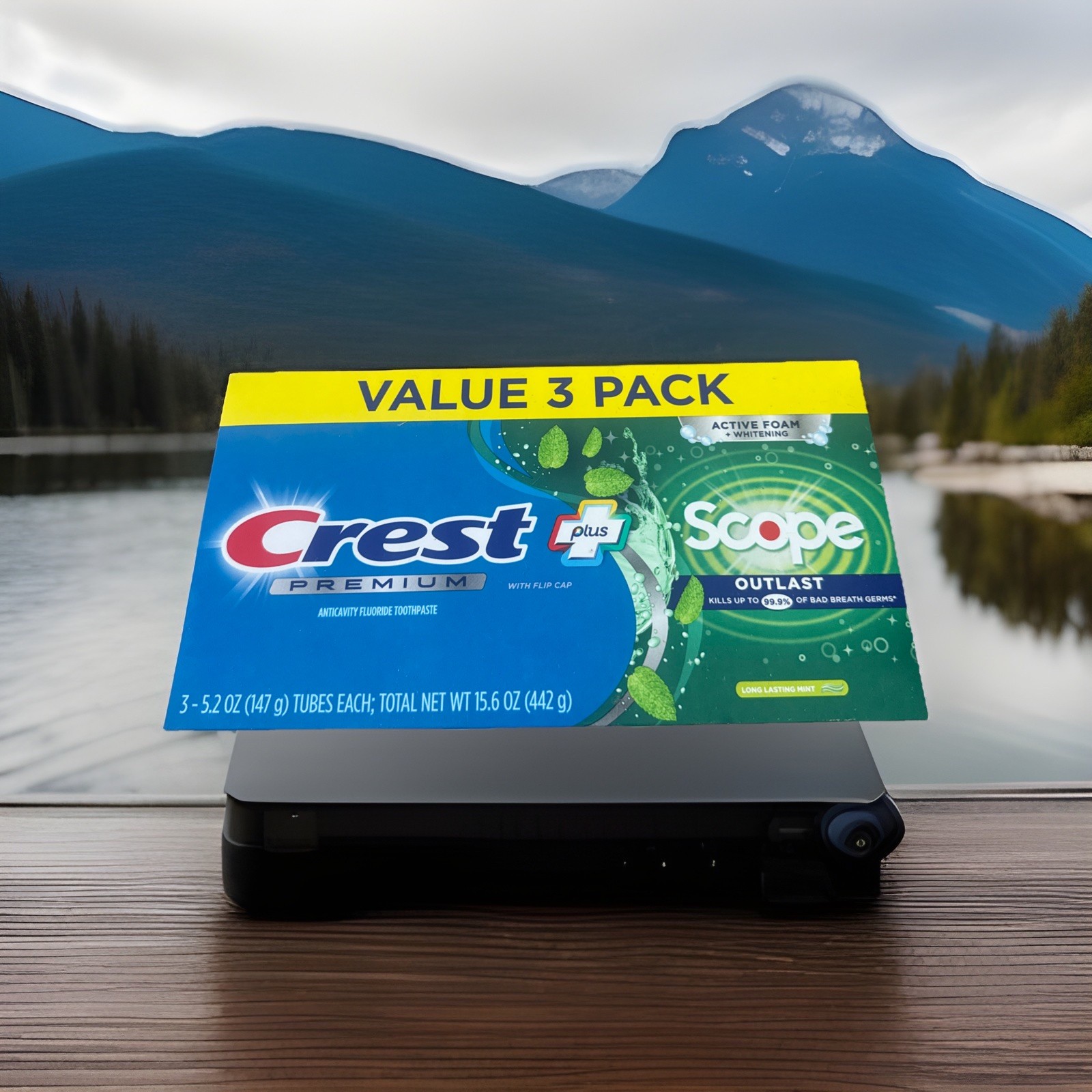 Crest Premium Plus Scope Outlast Fluoride Toothpaste, Mint, 5.2 oz, 3 pack