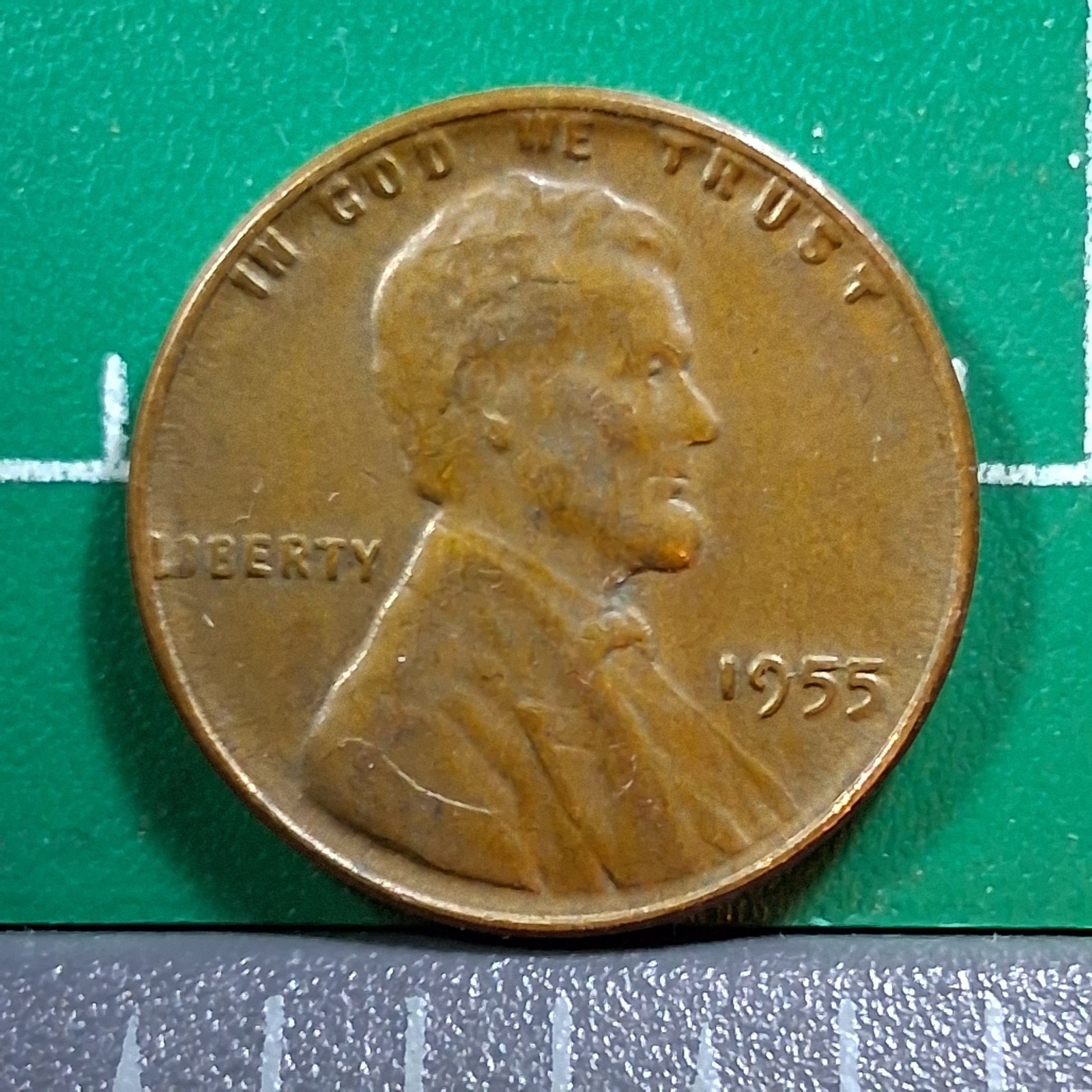 1955 United States USA Abraham Lincoln Wheat Penny 1 Cent Copper Coin