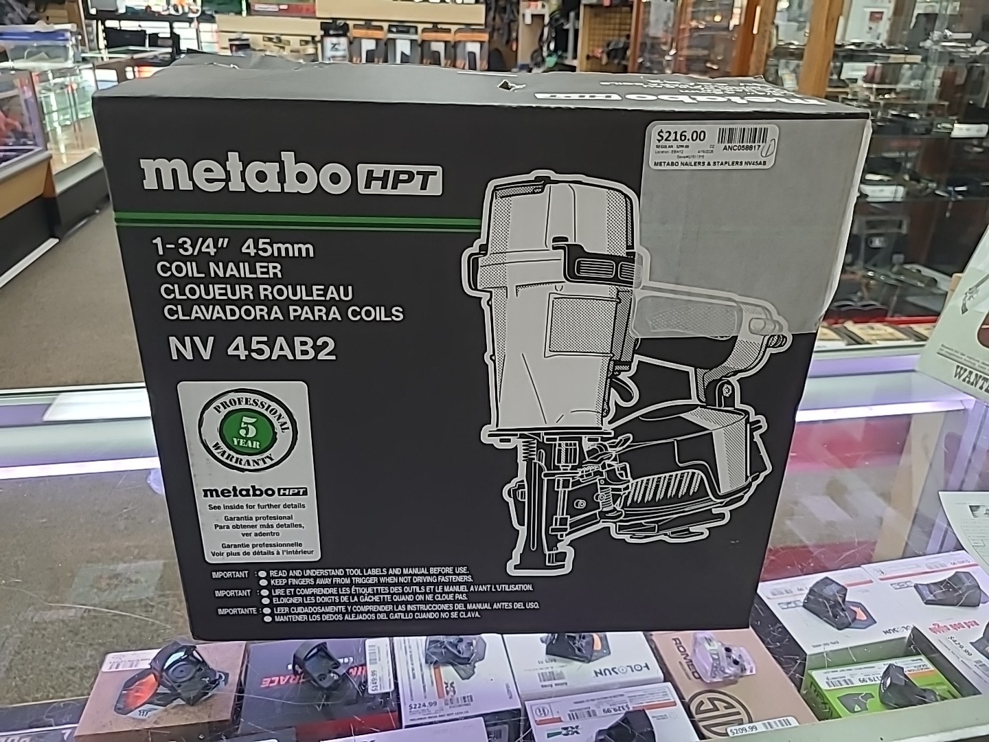 Metabo HPT NV45AB2 1-3/4"/45mm Coil Nailer - New Sealed! Free Shipping!