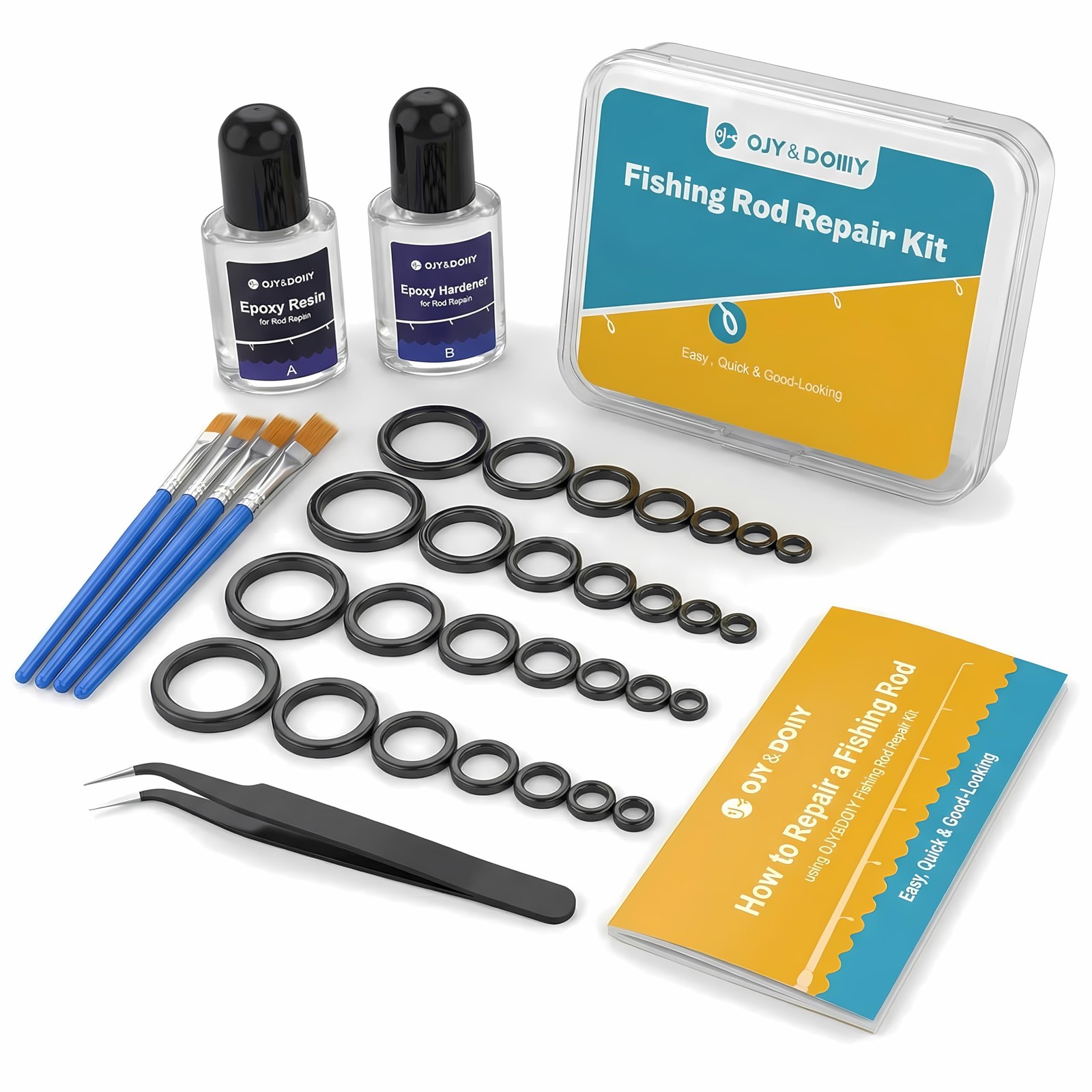 Fishing Rod Repair Kit, Ceramic Eyelet Inserts Replacement Kit Small, 1 IN 1