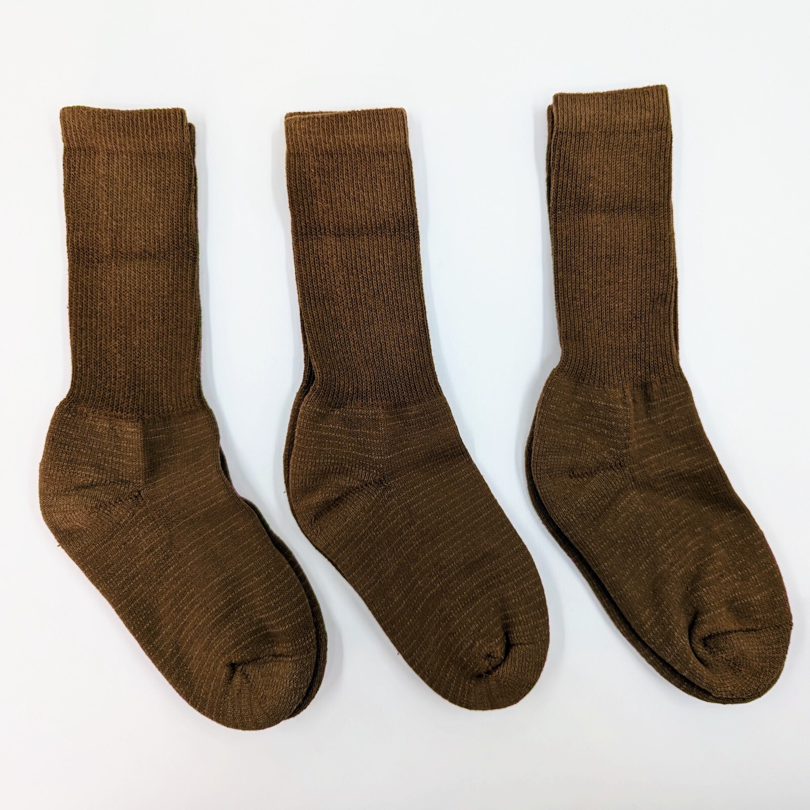 3 Pairs XS Size 7-9 Brown Military Socks Crew Anti-Microbial Cotton Blend USA