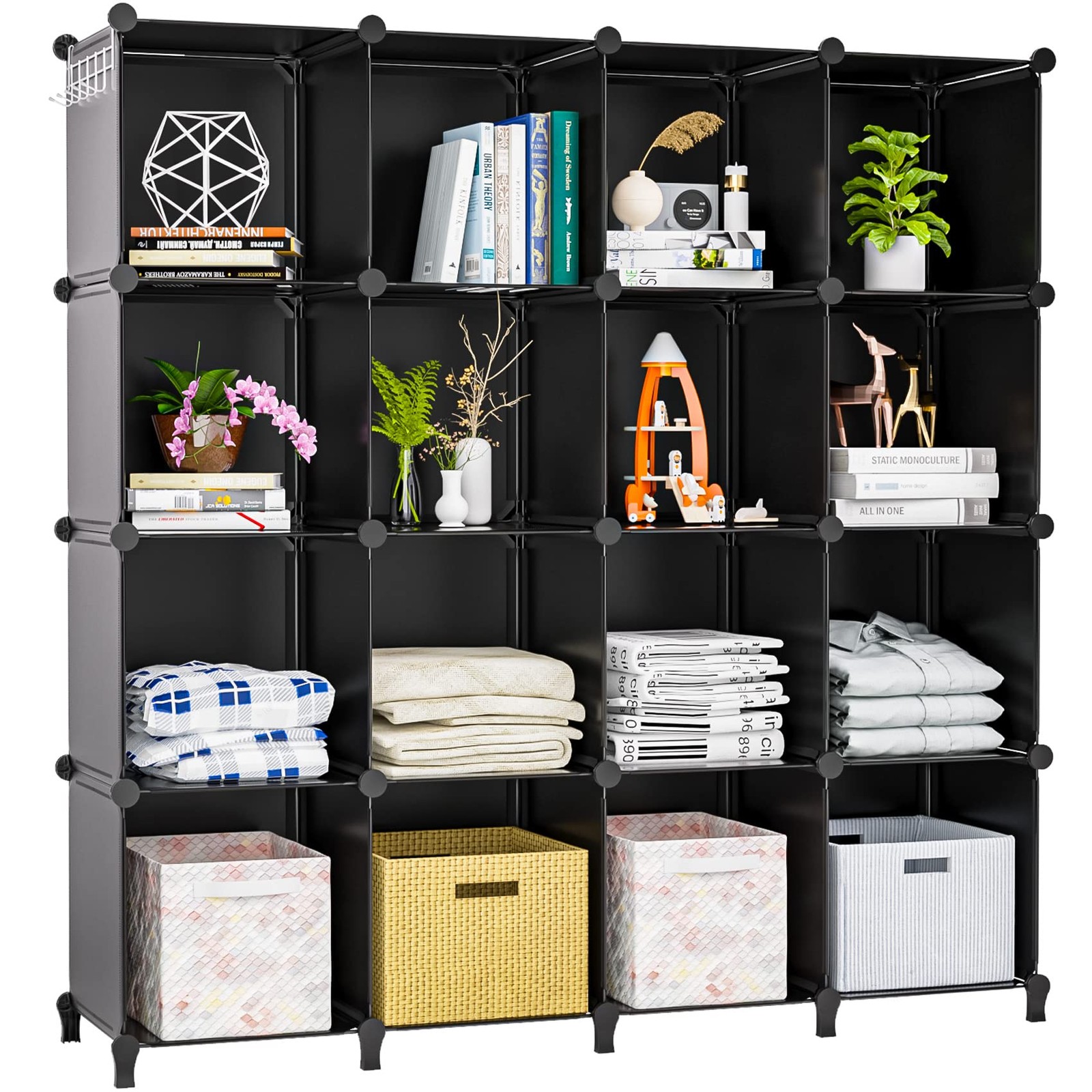 16 Cubby Storage Organizer, Closet Clothes Storage Organizer, Cube Shelves Cl...