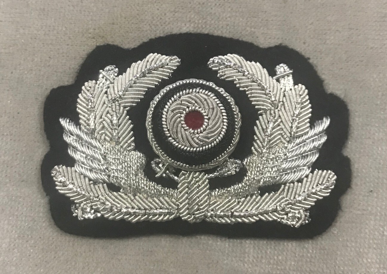 WWII GERMAN RAILWAY REICHSBANN POLICE OFFICER SILVER BULLION CAP WREATH