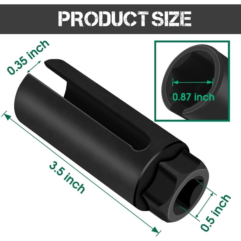 Oxygen Sensor Socket 22mm 7/8 in, 1/2 in Drive O2 Sensor Removal Tool,