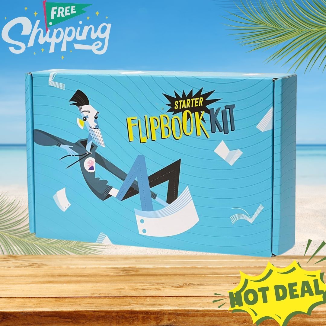Flipbook Animation Starter Kit with LED Light Pad Pre-Drilled Paper Binding Scre