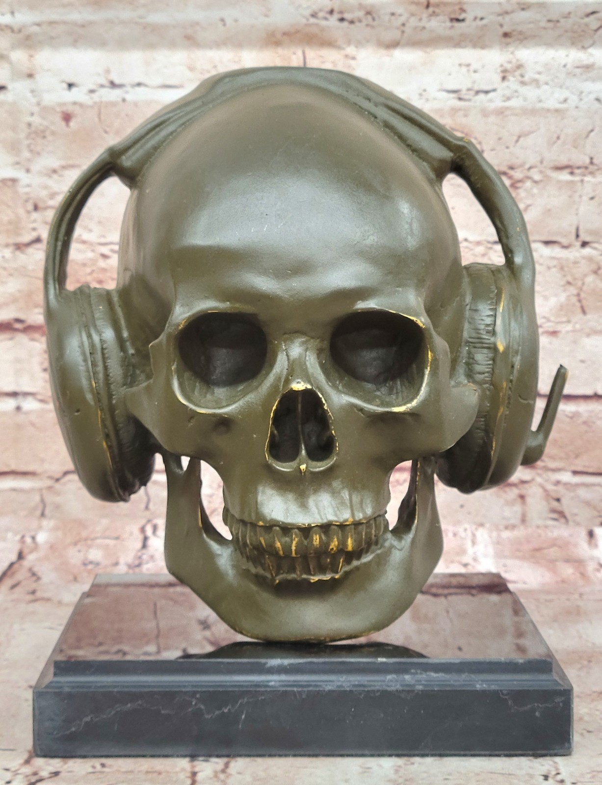 Bronze Music Skull Statue With Headphones Original Artwork By Miguel Lopez Sale