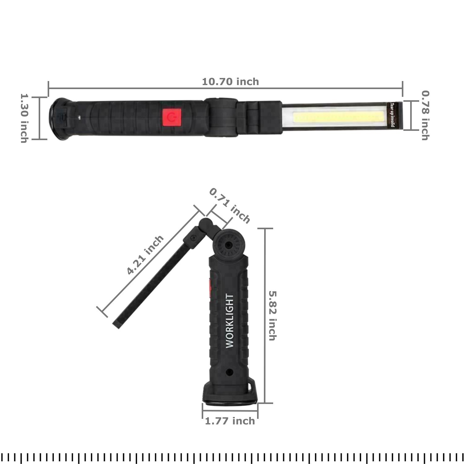 2PCS Magnetic Rechargeable COB LED RED Work Light Lamp Flashlight Folding Torch
