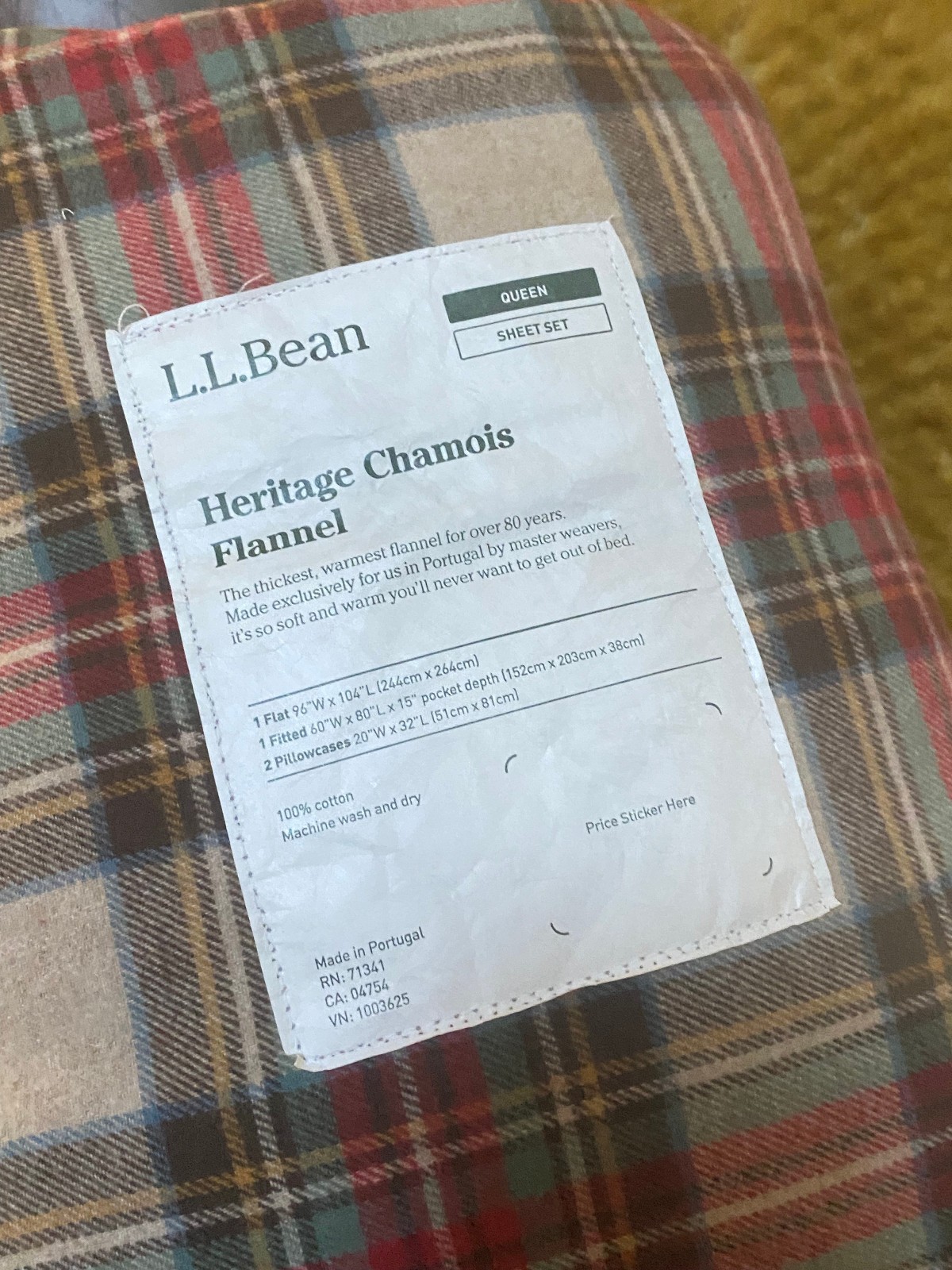 NWT LL Bean Heritage Chamois Flannel Sheets Set - Queen