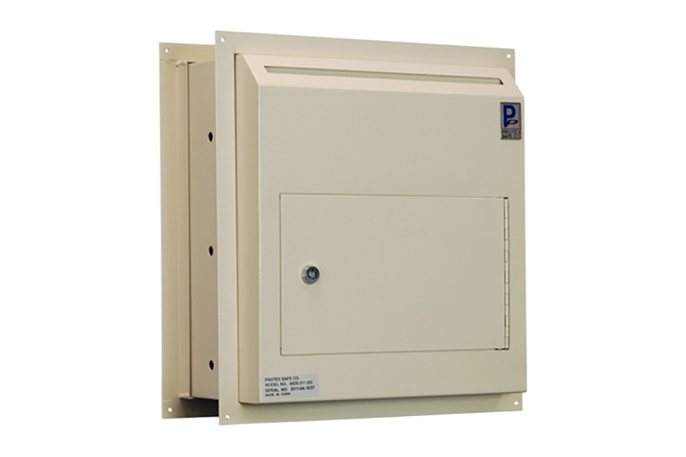 Protex WDS-311-DD Drop Box, Dual Door, Tubular Key Lock, 12″ Slot, Through-Wall