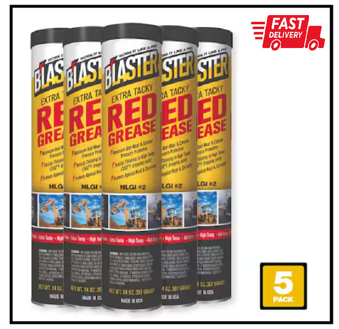 14 Oz. Extra Tacky Red Grease Cartridge for Grease Gun (Pack of 5)