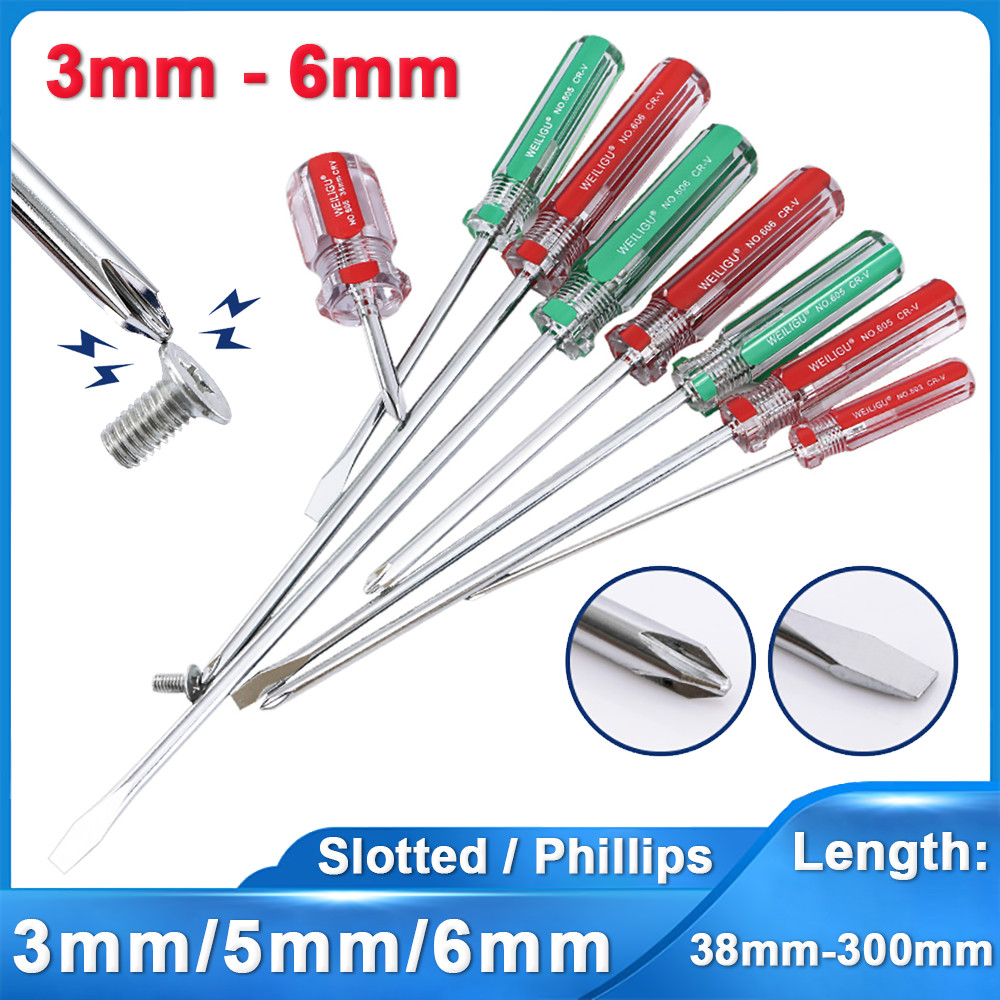 Magnetic Phillips Cross Slotted Screwdrivers Precision Tool Flat Head Extra Long