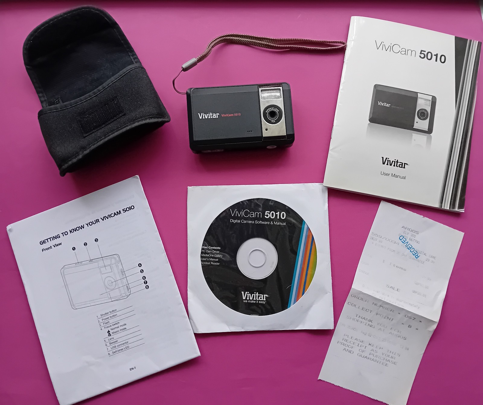 Vivitar ViviCam 5010 Digital Camera 5.0 Megapixels - With Case & Instructions
