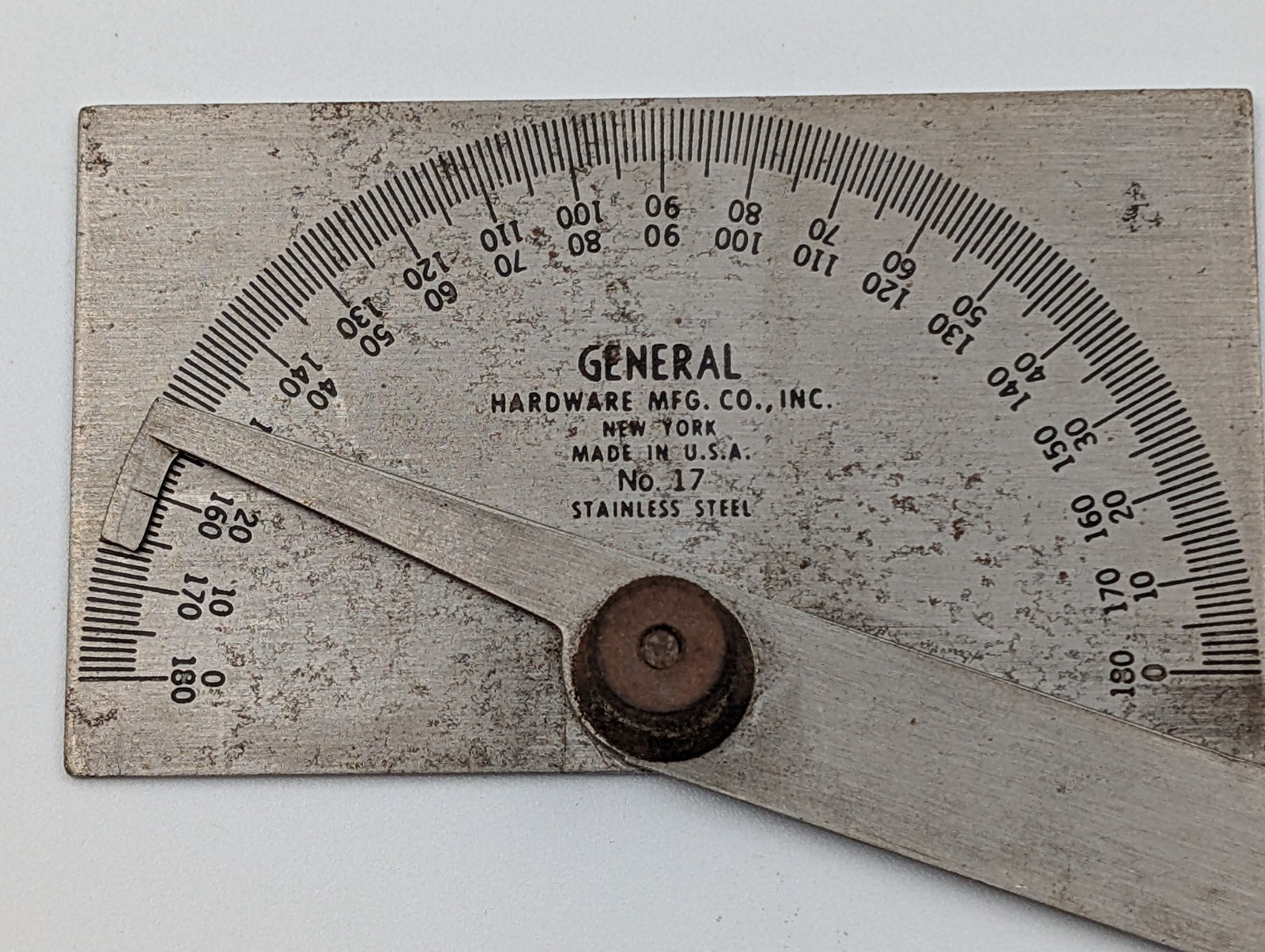 General MFG Co. No. 17 Stainless Steel Angle Finder Protractor Made In USA Used