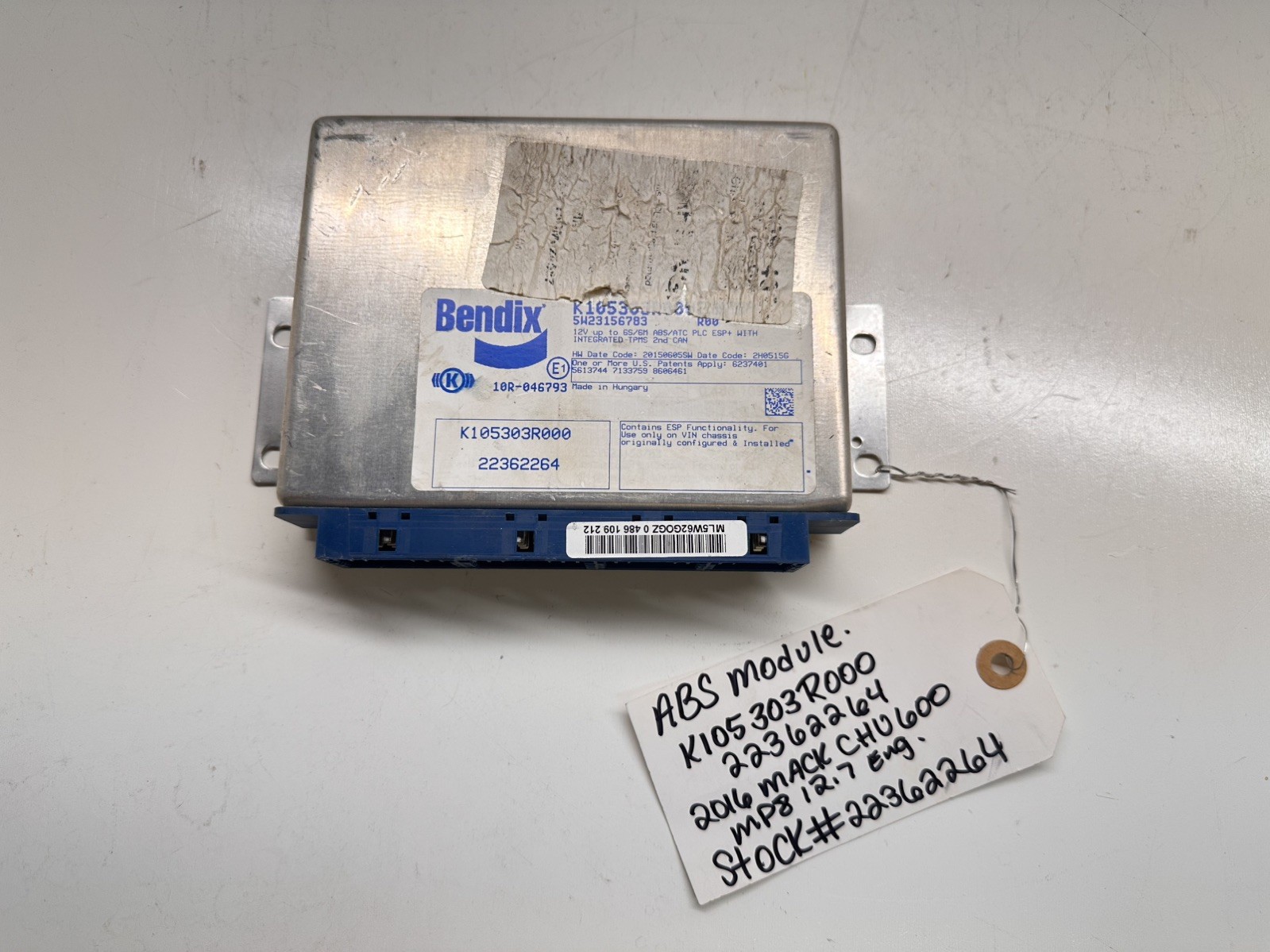 2016 Mack CHU600 Bendix ABS Control Module K105303R000 22362264 MP8