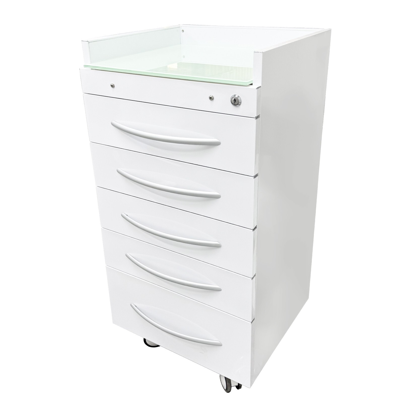 5DrawersDental Assistant's Mobile Cabinet Cart Medical Storage Trolley w/Divider