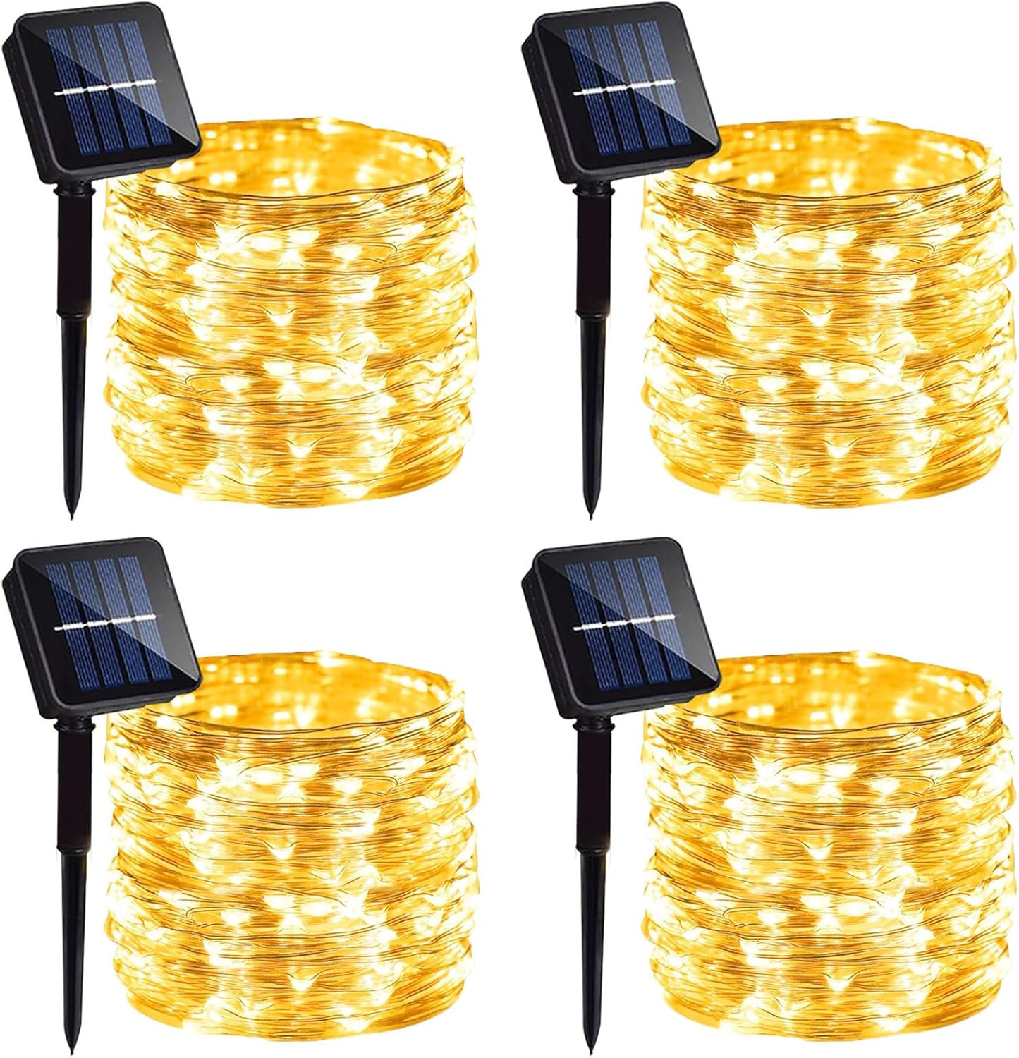 4 Pack Solar Fairy Lights 131Ft 400 LED Outdoor Twinkle Light with 8 Modes, Wate