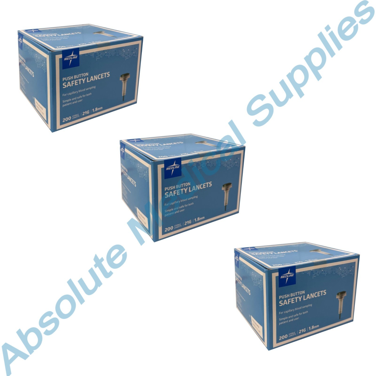 *600-Pack* Medline Push Button Safety Lancets 21G 1.8mm Sterile MPHSAFETY21