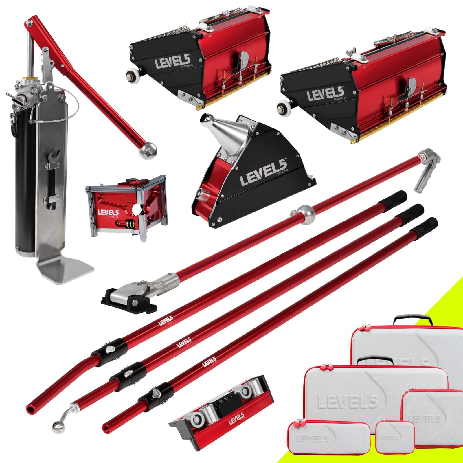 LEVEL5 Drywall Taping & Finishing Set 7"  10" MEGA Flat Boxes + Handles | 4-612