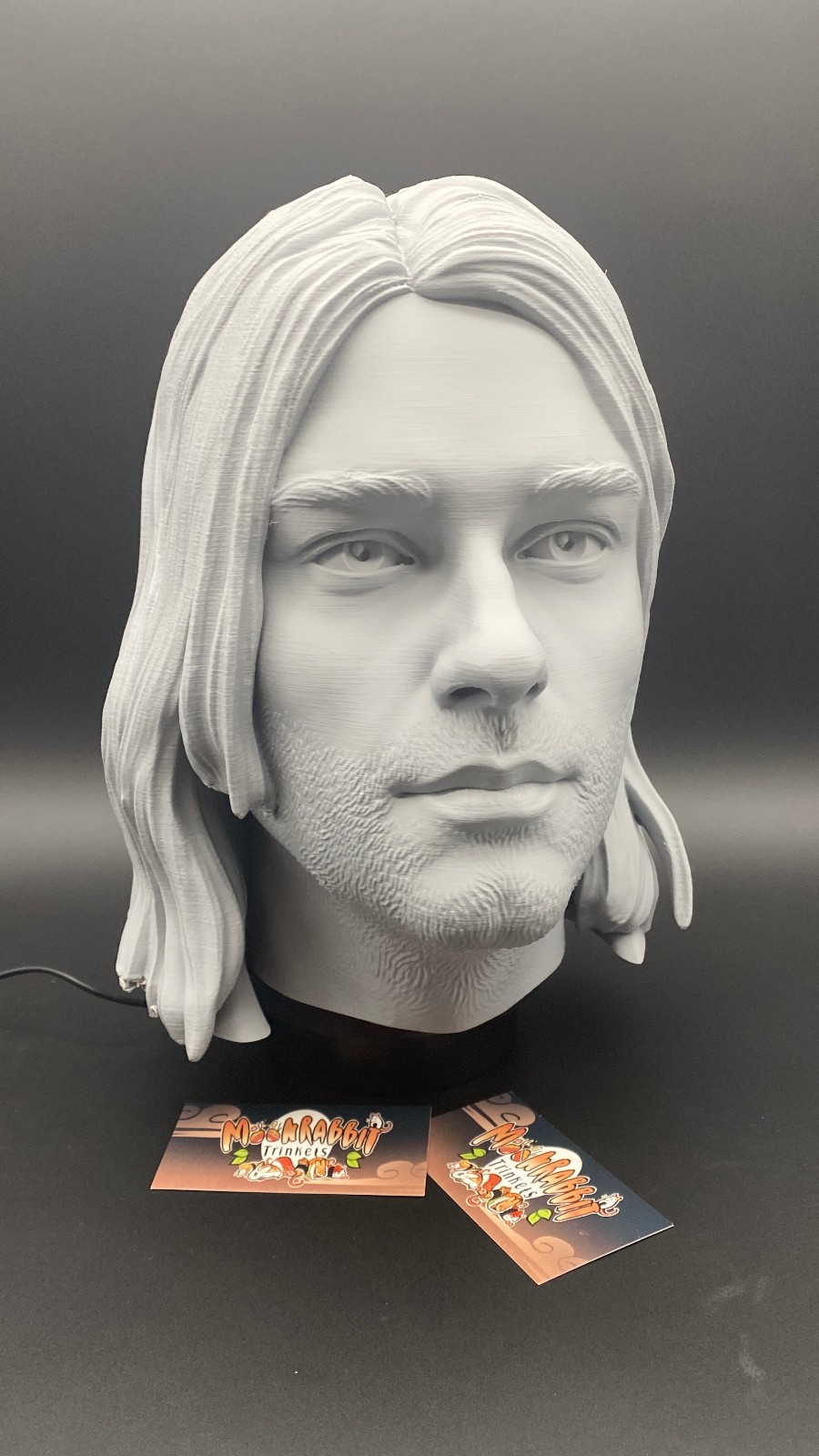 Kurt Cobain Bust Headphone Stand - PC Gaming Nirvana Display - Birthday Gift