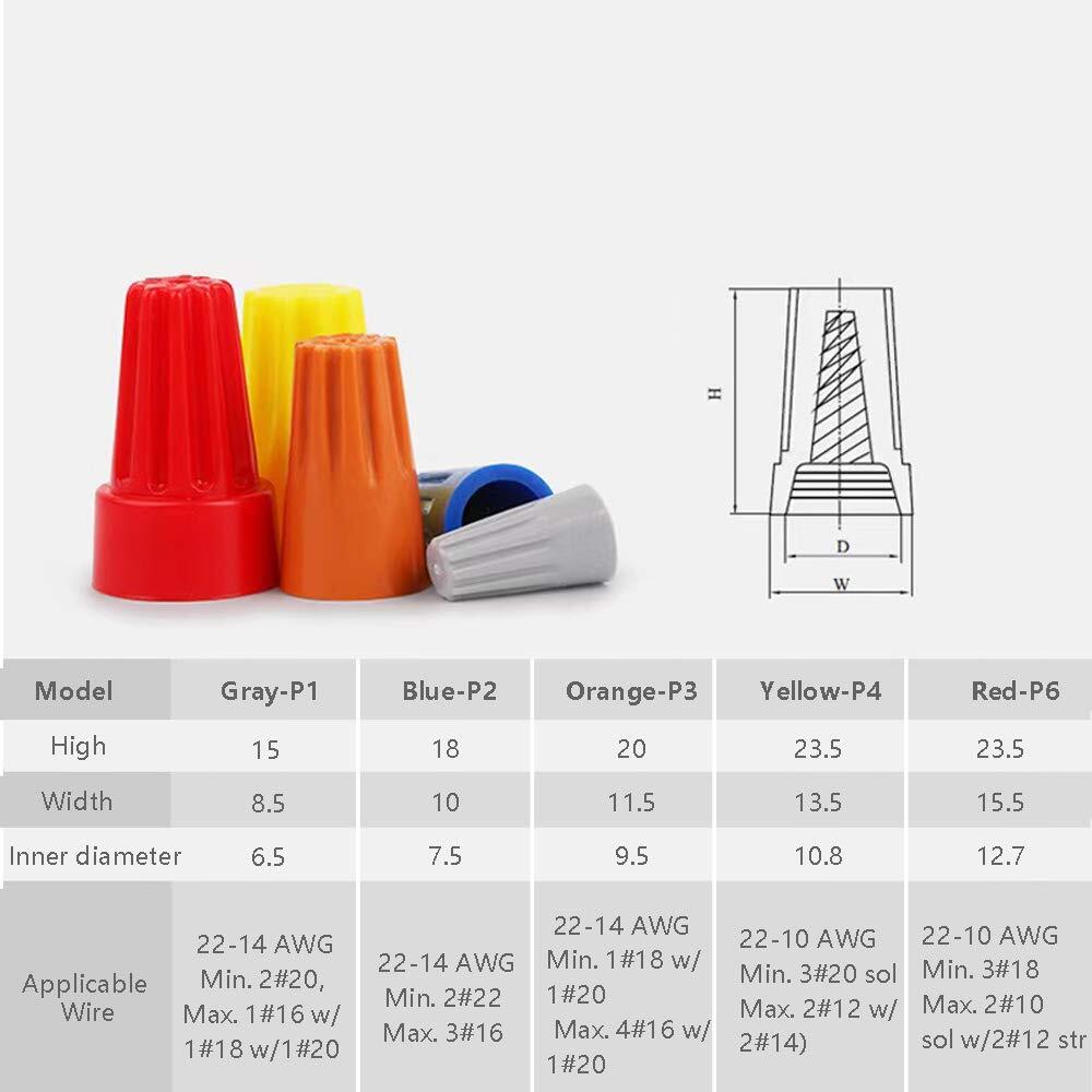 240 Pcs Electrical Wire Connectors Screw [orange, yellow, grey, red, blue]
