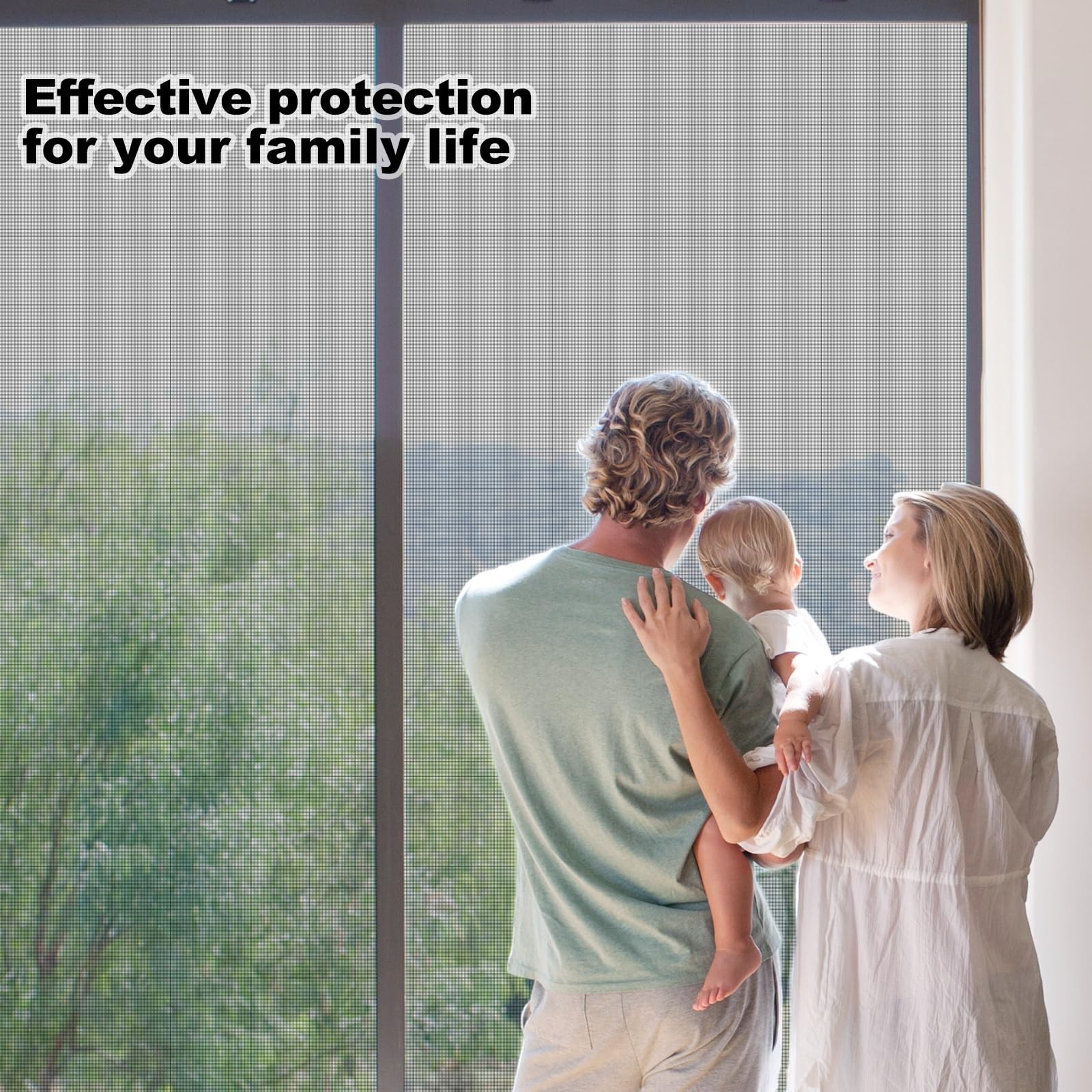 Window Screen Replacement Kit, 36"W × 90"L Durable Polyester Adjustable Scree...