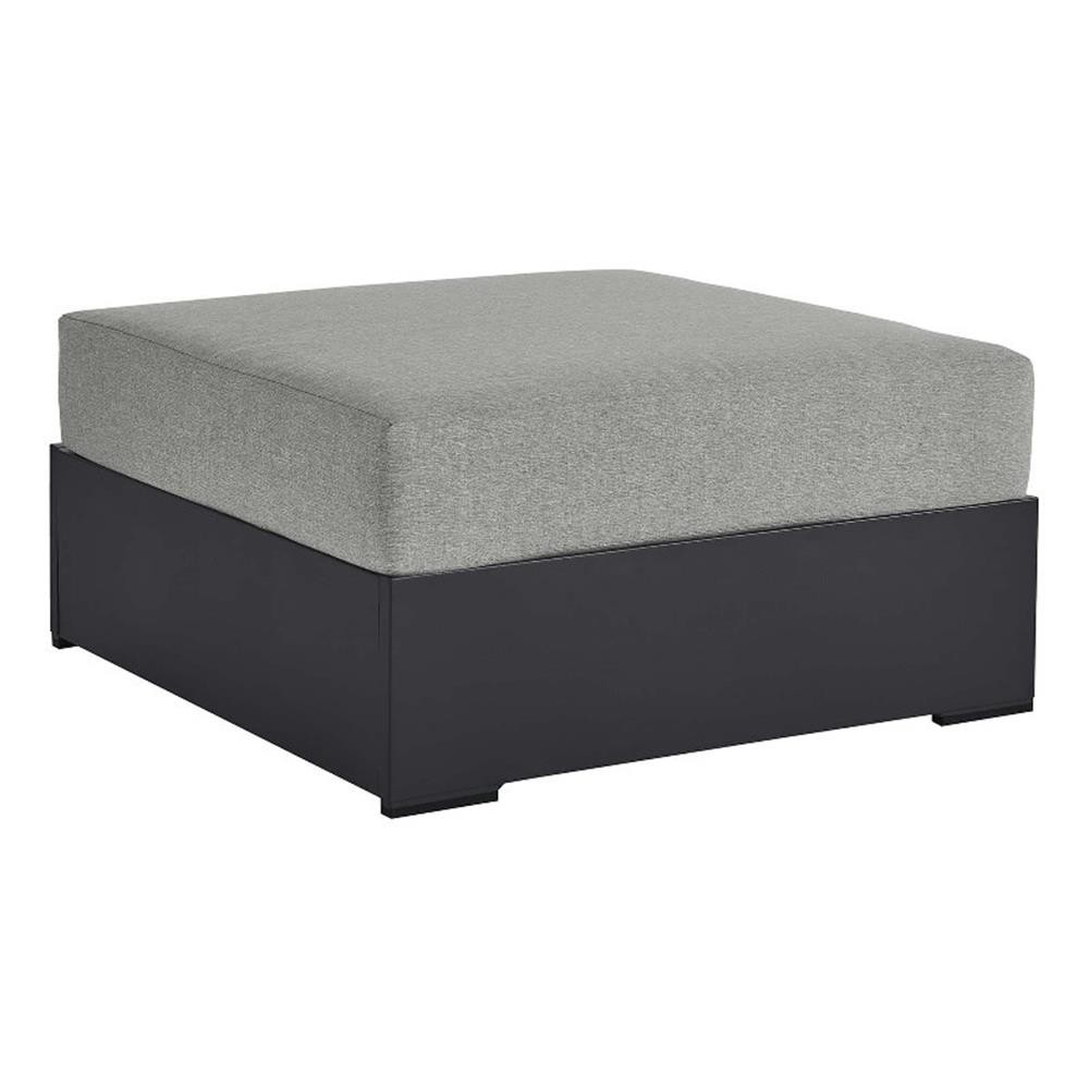 Tahoe Outdoor Patio Powder-Coated Aluminum Ottoman in Gray Gray