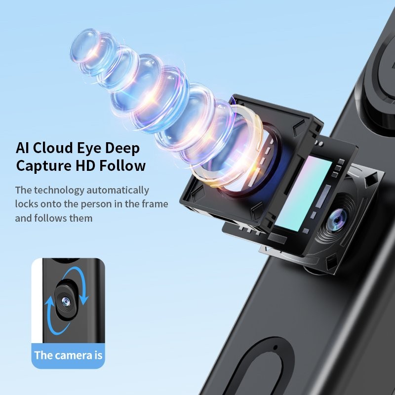 76'' Selfie Stick Auto Face Tracking Tripod 360° Rotation with Remote Control