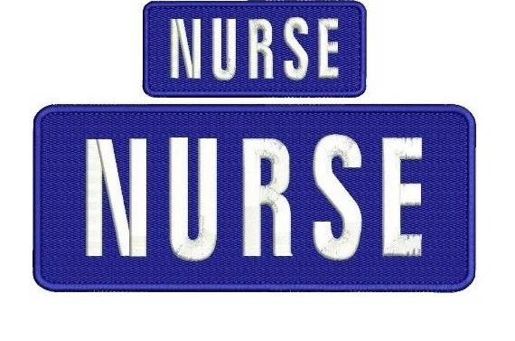 Nurse embroidery patch 4x10 and 2x5 hook all Navy white letters