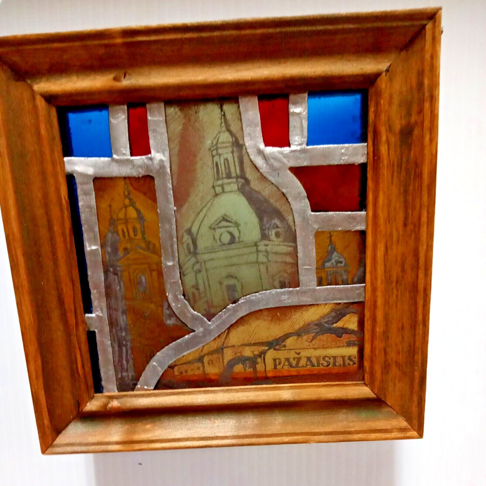Vtg Stained Glass Suncatcher of Pazaislis Monastery Lithuania (FC 104/2 D688)