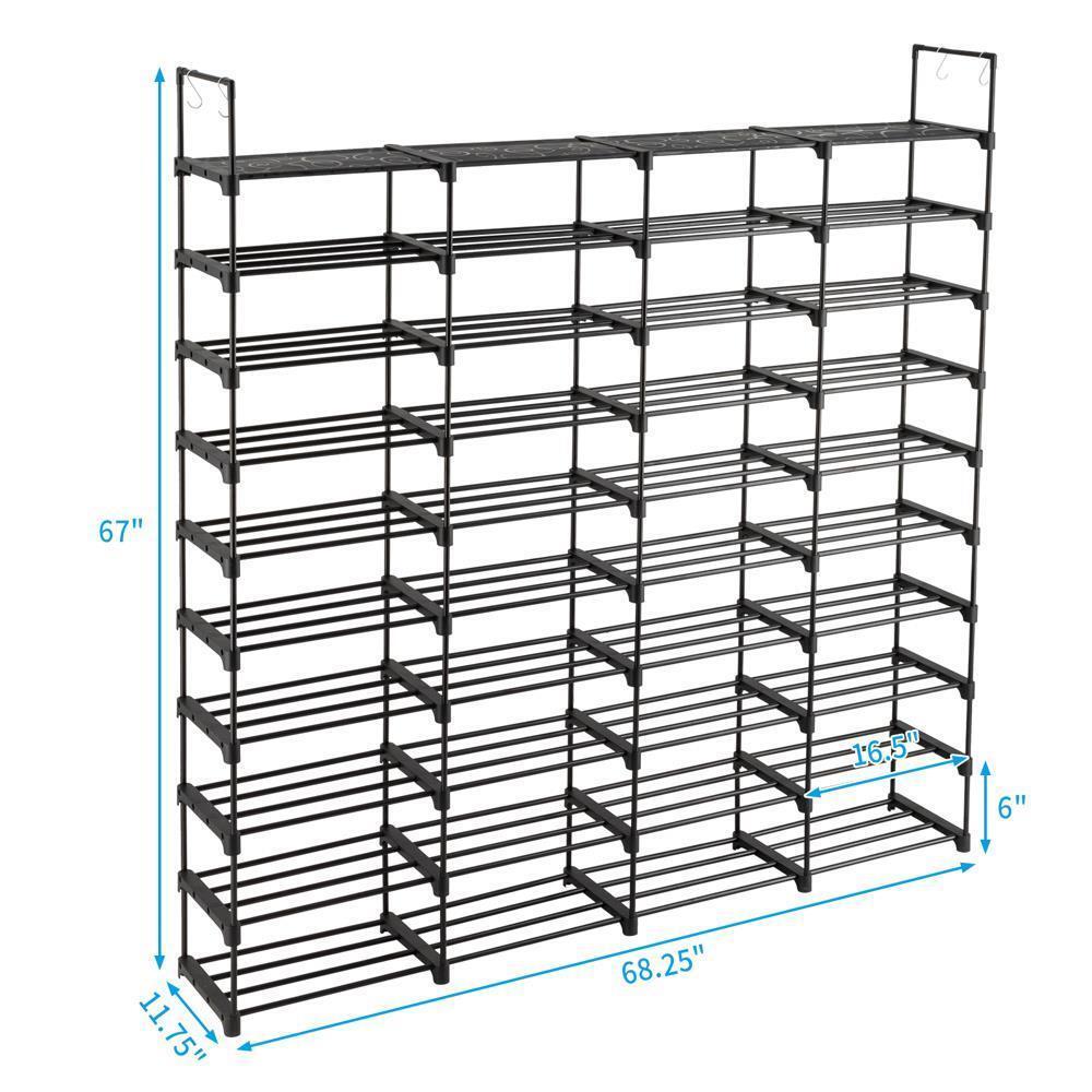 Shoe Rack Organizer 10-Tier 80Pair Entryway Stackable Bag Shoe Cabinet Rack