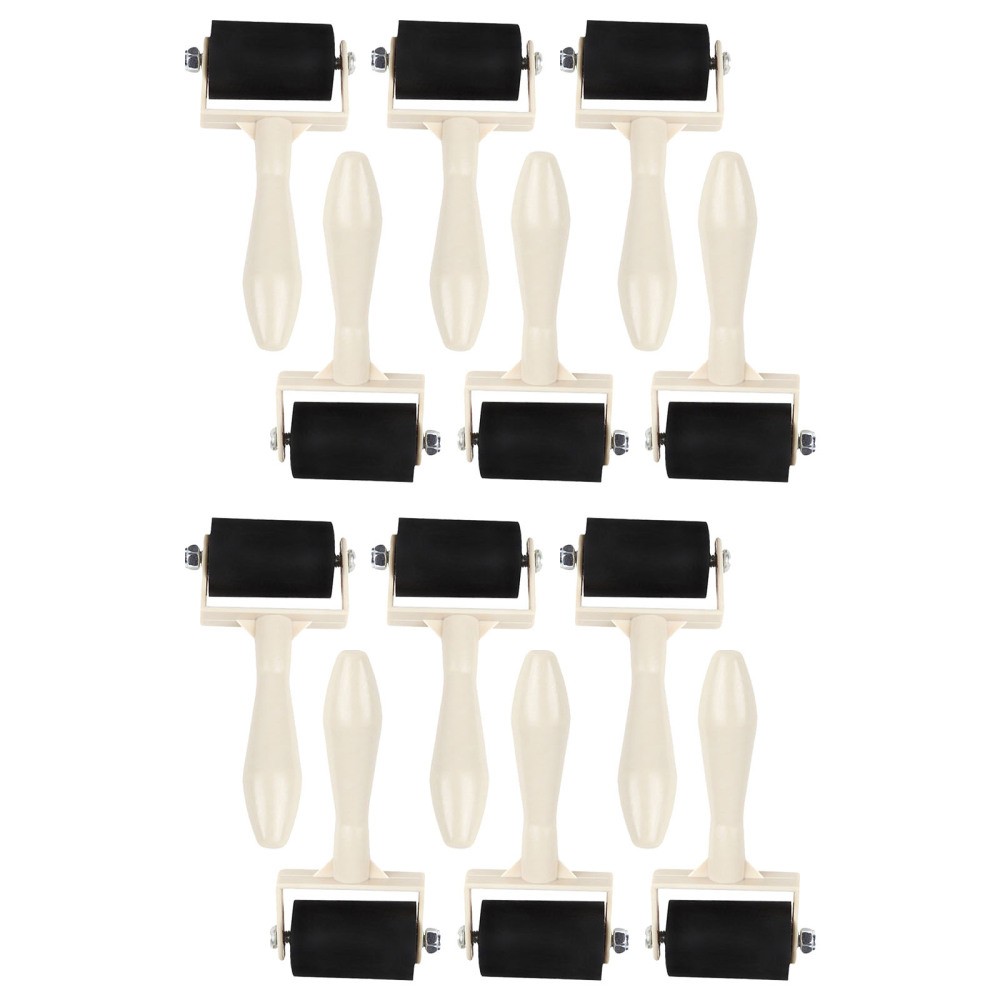12 Pcs Roller for Printmaking Oil Painting Tool Rubber Brayers Ink Brush