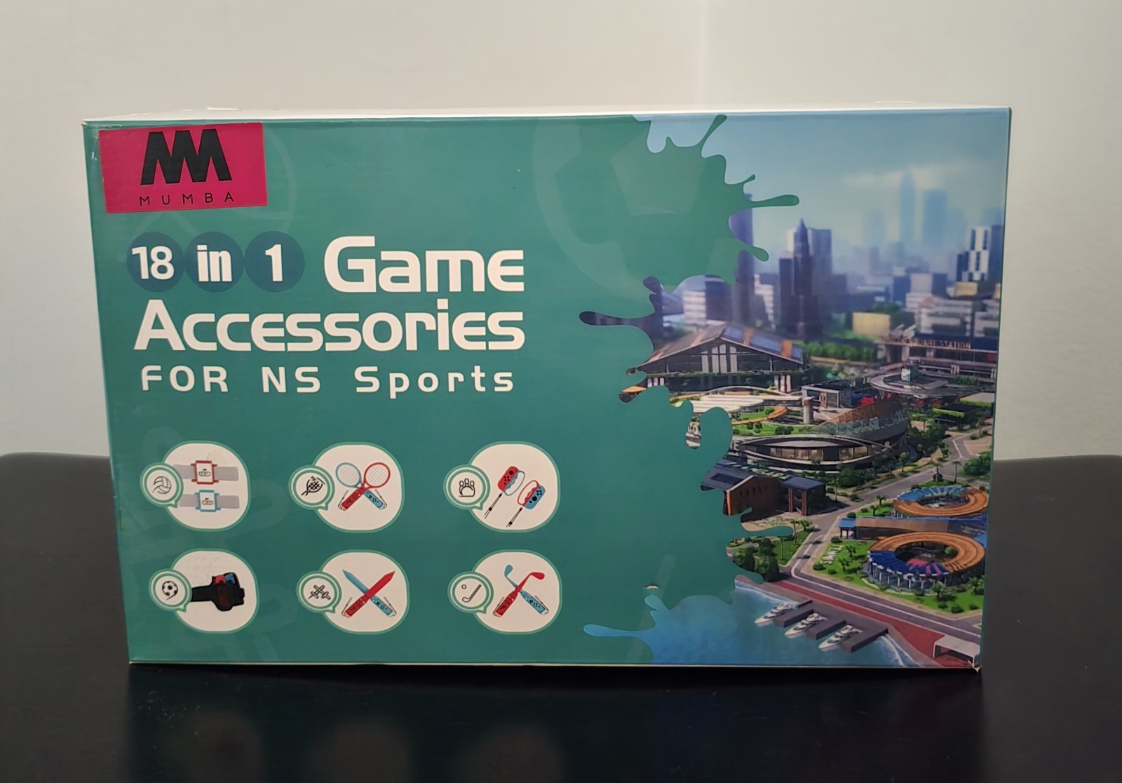 Mumba 18-in-1 Nintendo Switch Sports Accessories Bundle Tennis Golf Sword Black