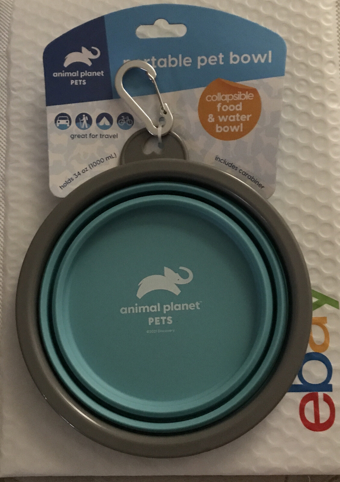 Animal Planet Portable Pet Bowl ~ Holds 34oz ~ Collapsible Food & Water Bowl