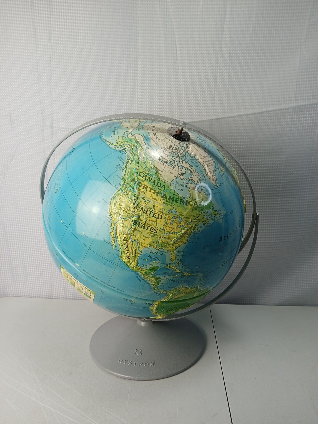 Nystrom Land Cover Globe on Rolling Stand 16" High Relief 90s Great Shape