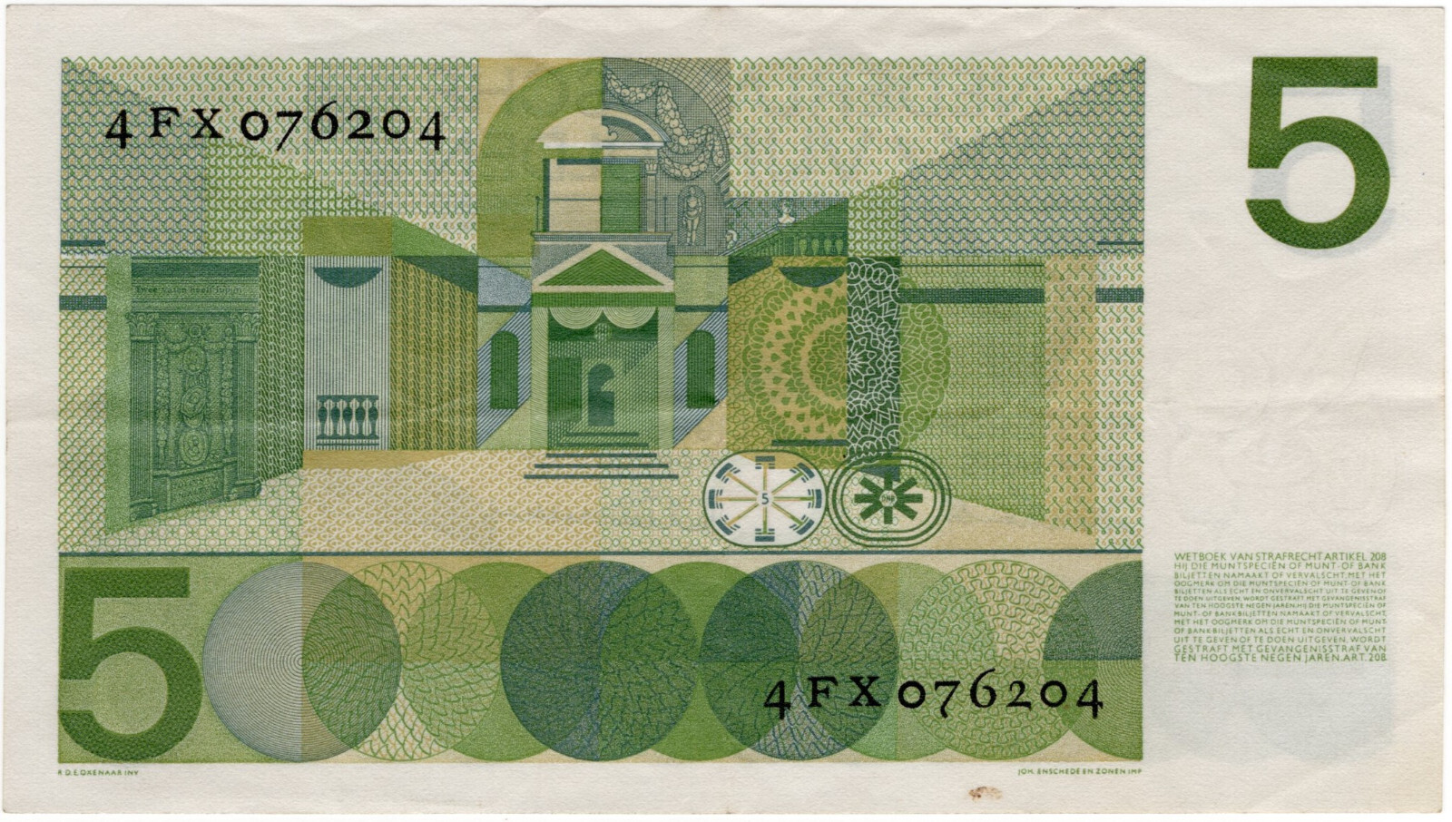 Netherlands 1966 5 Gulden P90a EF