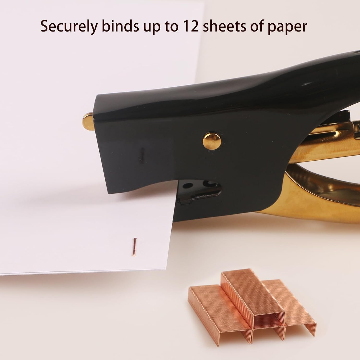 Vintage Mini Stapler - 12 Sheet Capacity Small Hand Held Plier Stapler with 3000