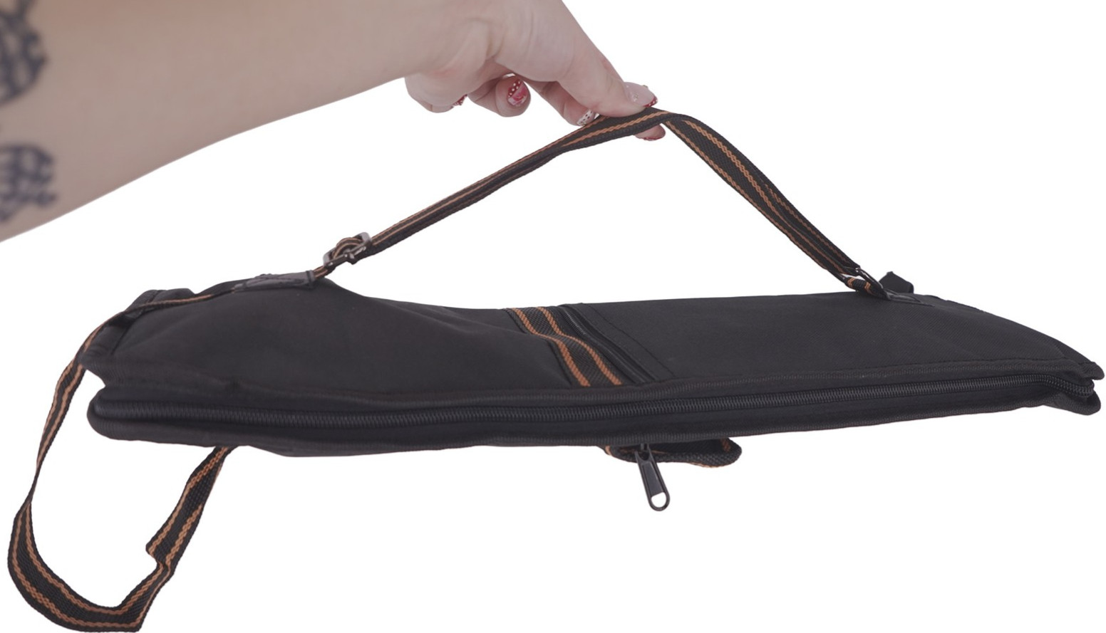 Pearl Orange and Blk Logo Stick Bag