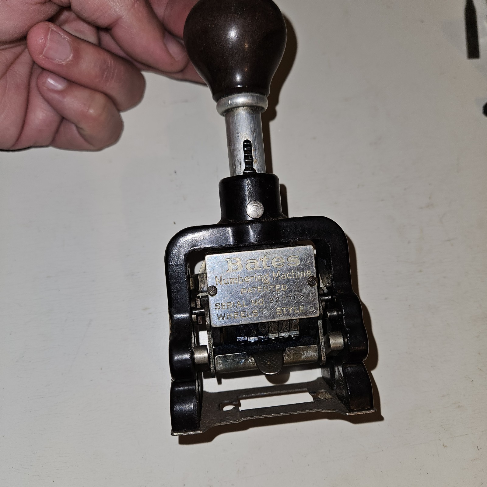 Vntg Bates Multiple Movement Numbering Machine Stamp, 6 Wheels Style G, Special