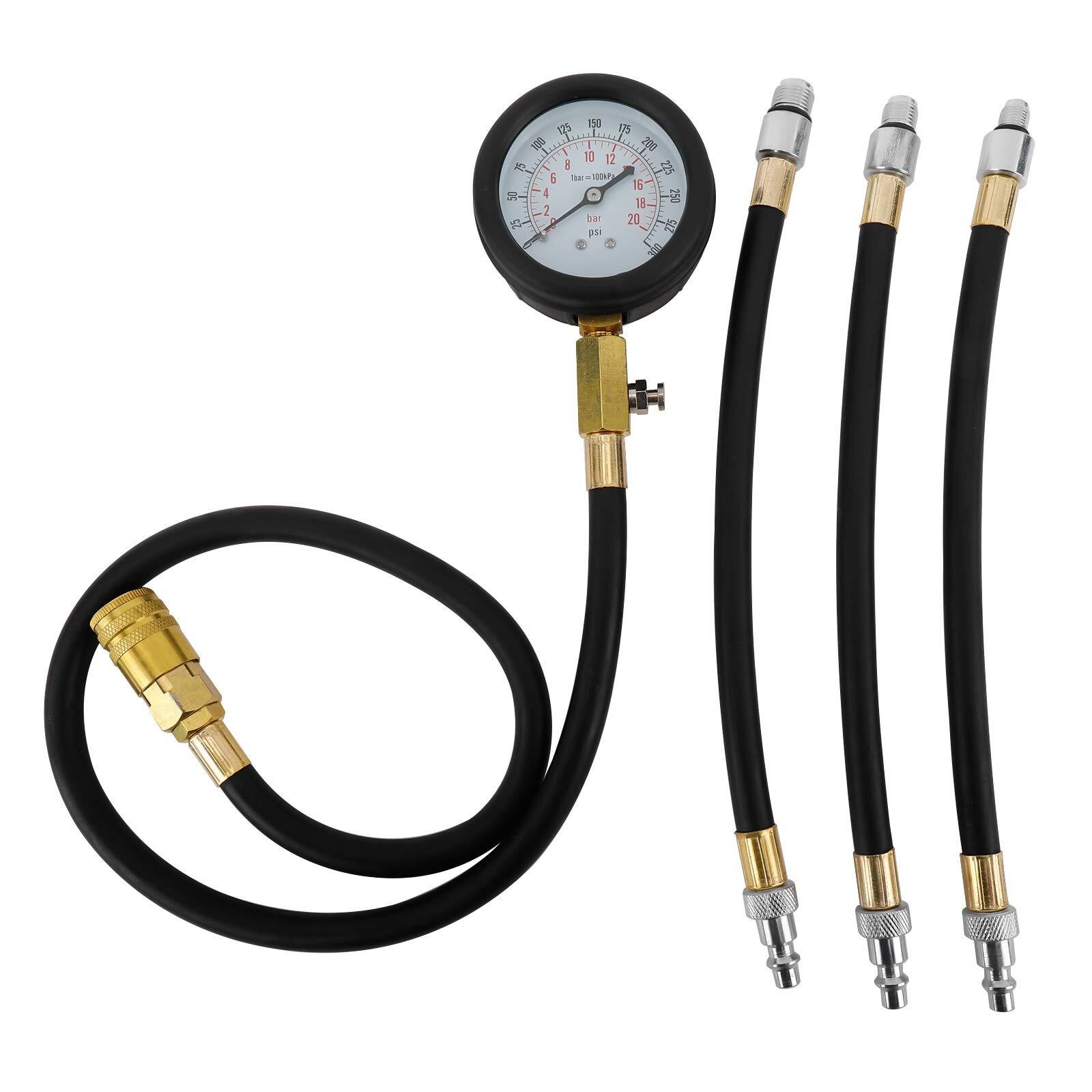 Compression Gauge Test Set for Engine Cylinders Diagnostic Tester 0-300 PSI