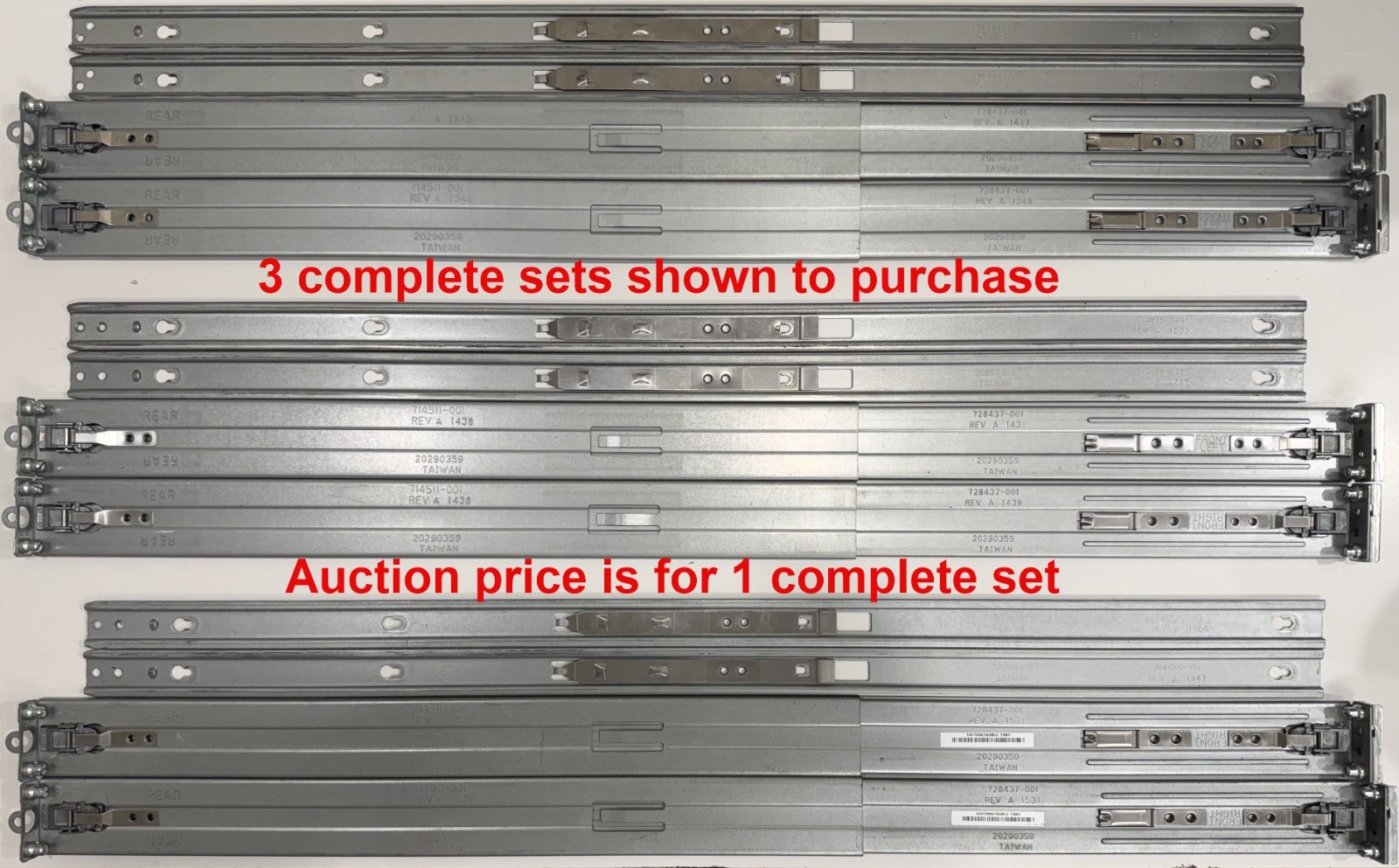 HPE Proliant DL360 DL360p G8 G9 G10 Rack Mount Server Rails 20290359 728437-001