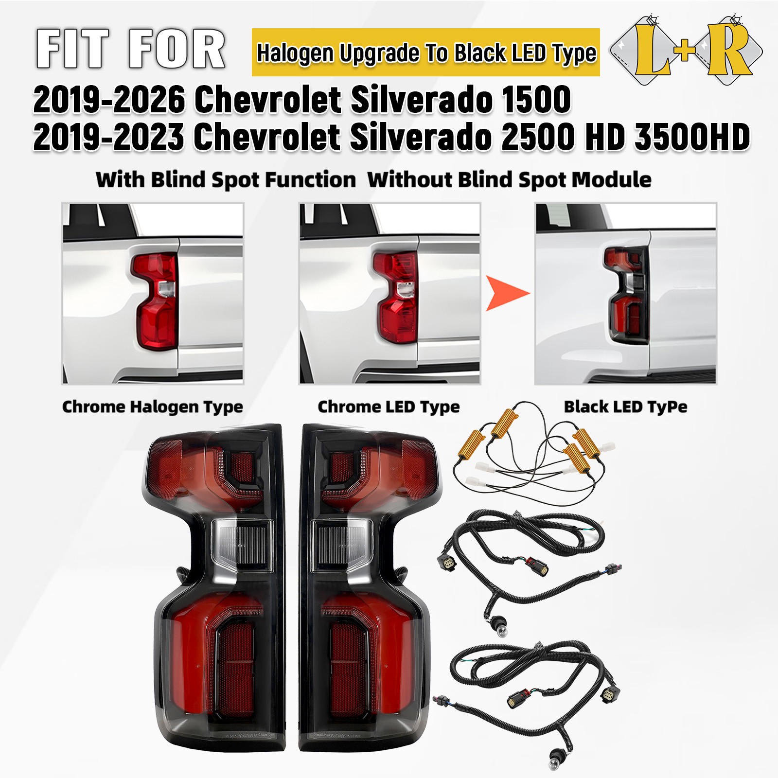 Upgrade Tail Lights For 2019-2026 Chevy Silverado 1500 LED Black Pair Conversion