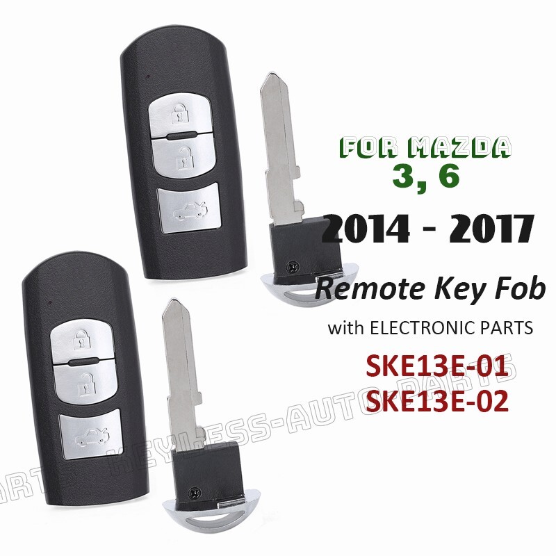 2x SKE13E-01 / SKE13E-02 for Mazda 3 6 2014 2015 2016 2017 Smart Remote Key Fob