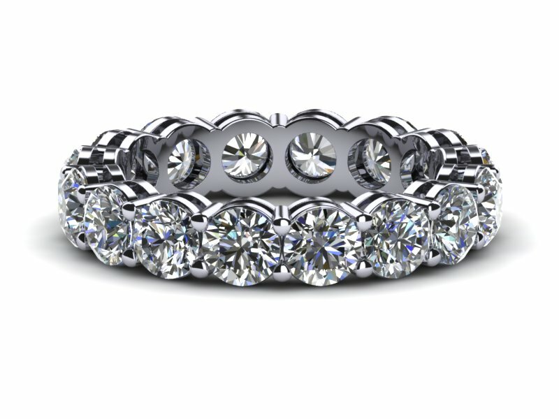 Round Cut Simulated Diamond Eternity Anniversary Ring Band 14k White Gold Plated