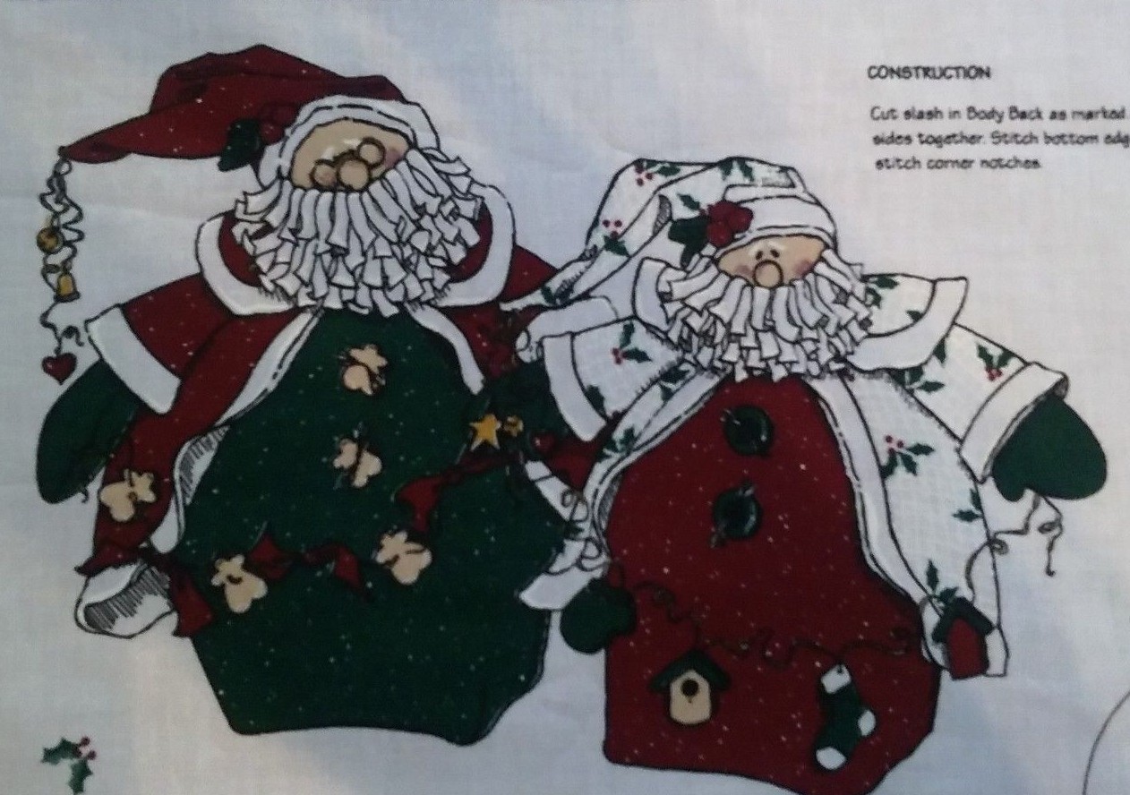 DAISY KINGDOM ROLY POLY CHRISTMAS HOLIDAY SANTA DOLLS FABRIC PANEL - NEW