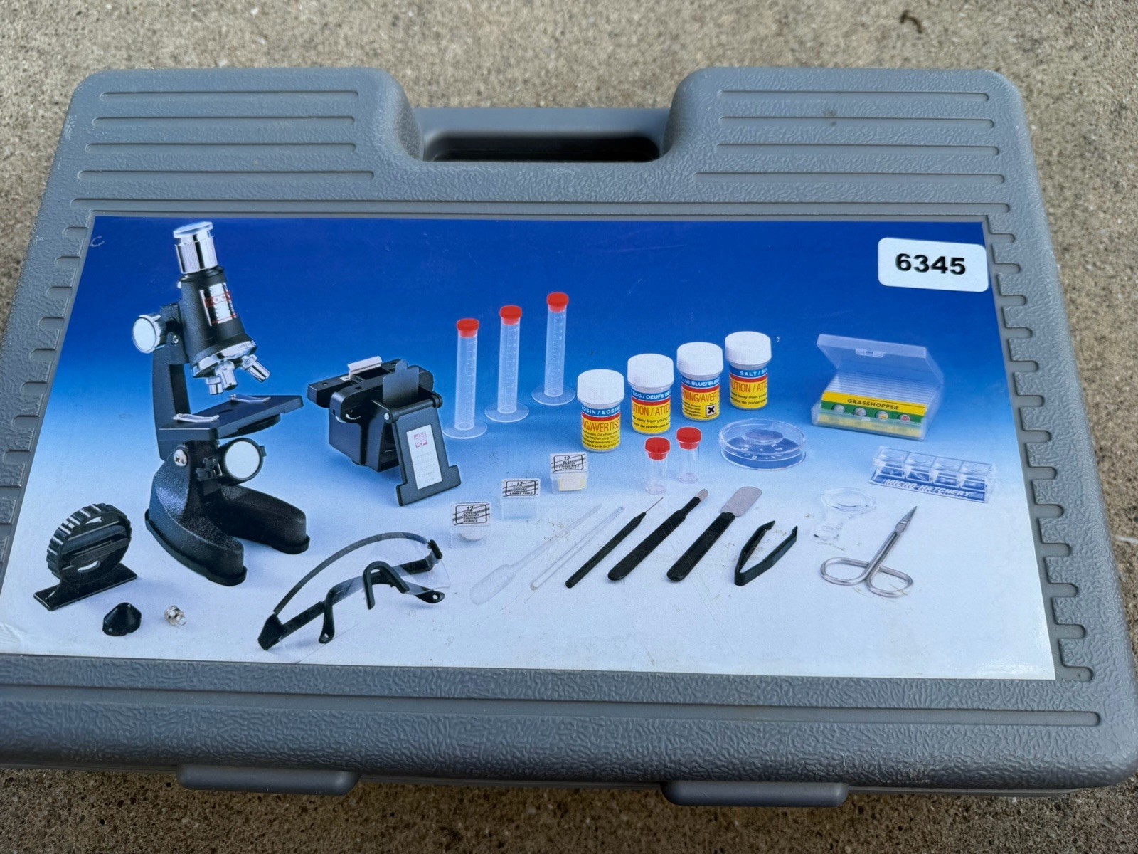 AmScope 52pc 120X-1200X Kids Starter Compound Microscope Portable Science Kit