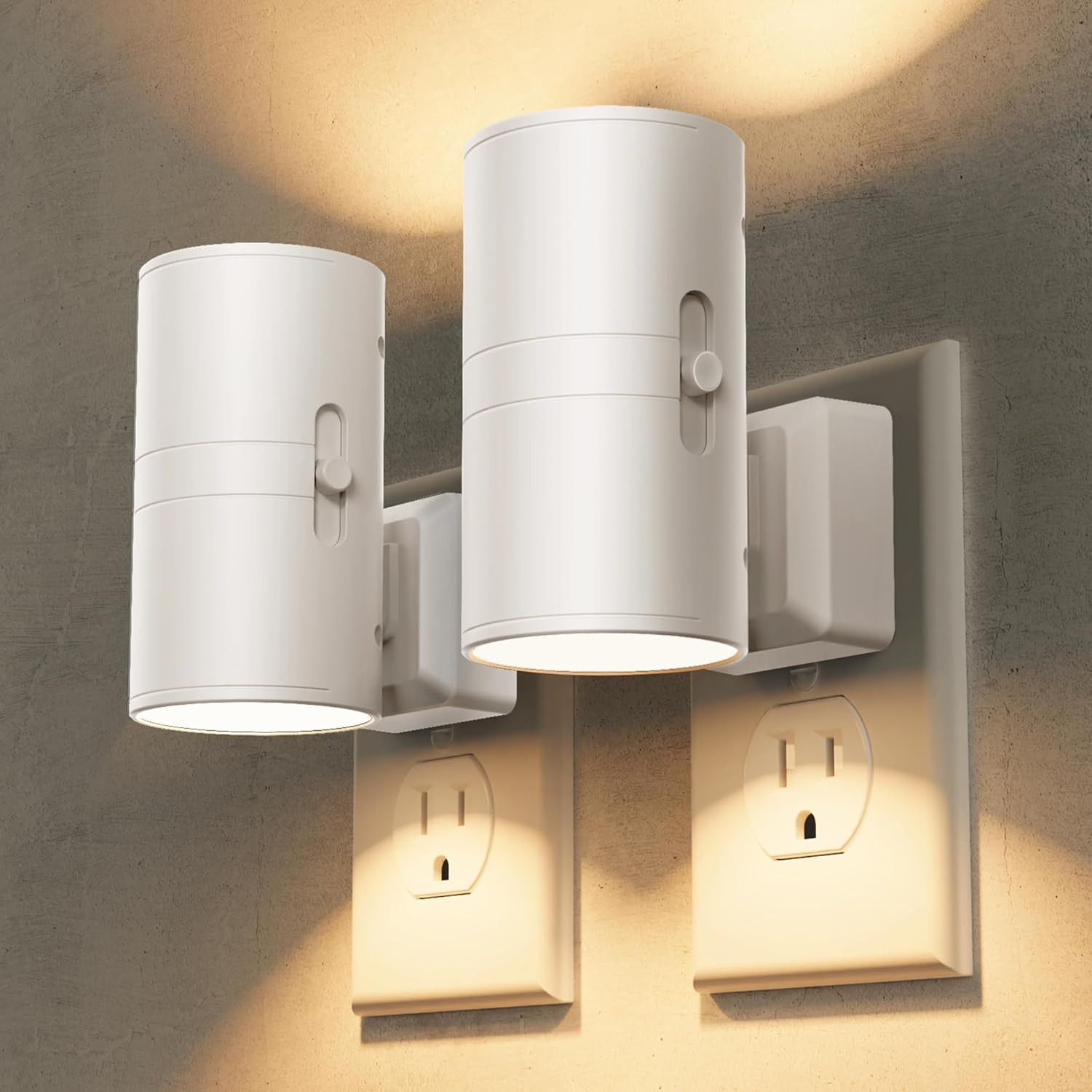 Plug-In LED Night Light, Dusk to Dawn Sensor, Dimmable, 2 Pack